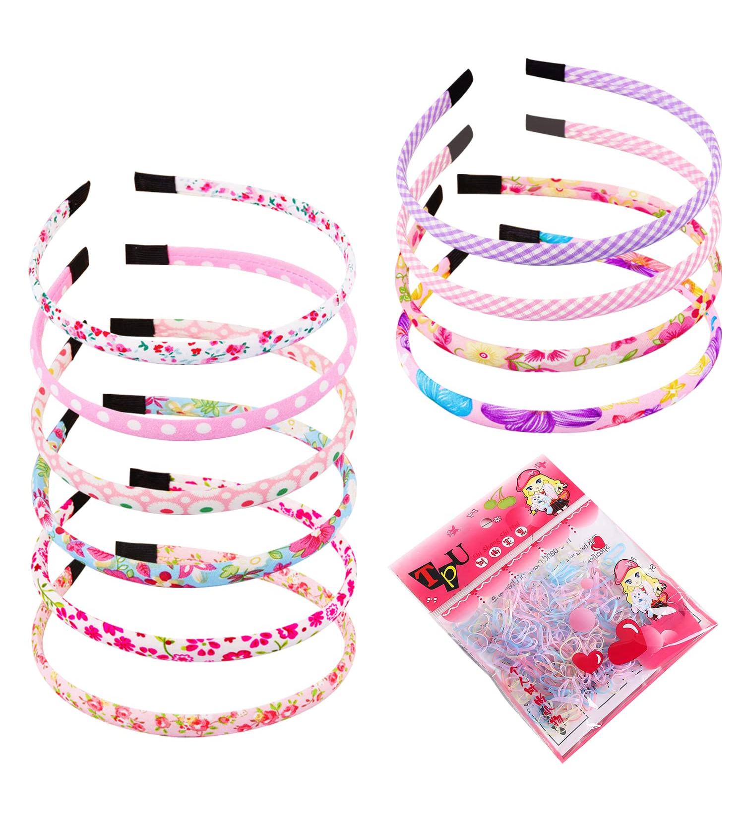 10 pieces of floral headbands and 500 jelly-colored rubber bands colored girl headbands floral pattern headbands pink headbands suitable for most young girls. - Buy Online on GoSupps.com
