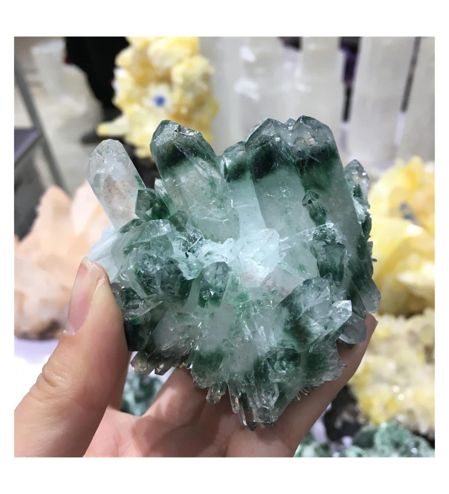 Natural Crystal Rough 290g Natural Green Phantom Quartz Crystal Cluster Healing Specimen - Buy Online on GoSupps.com