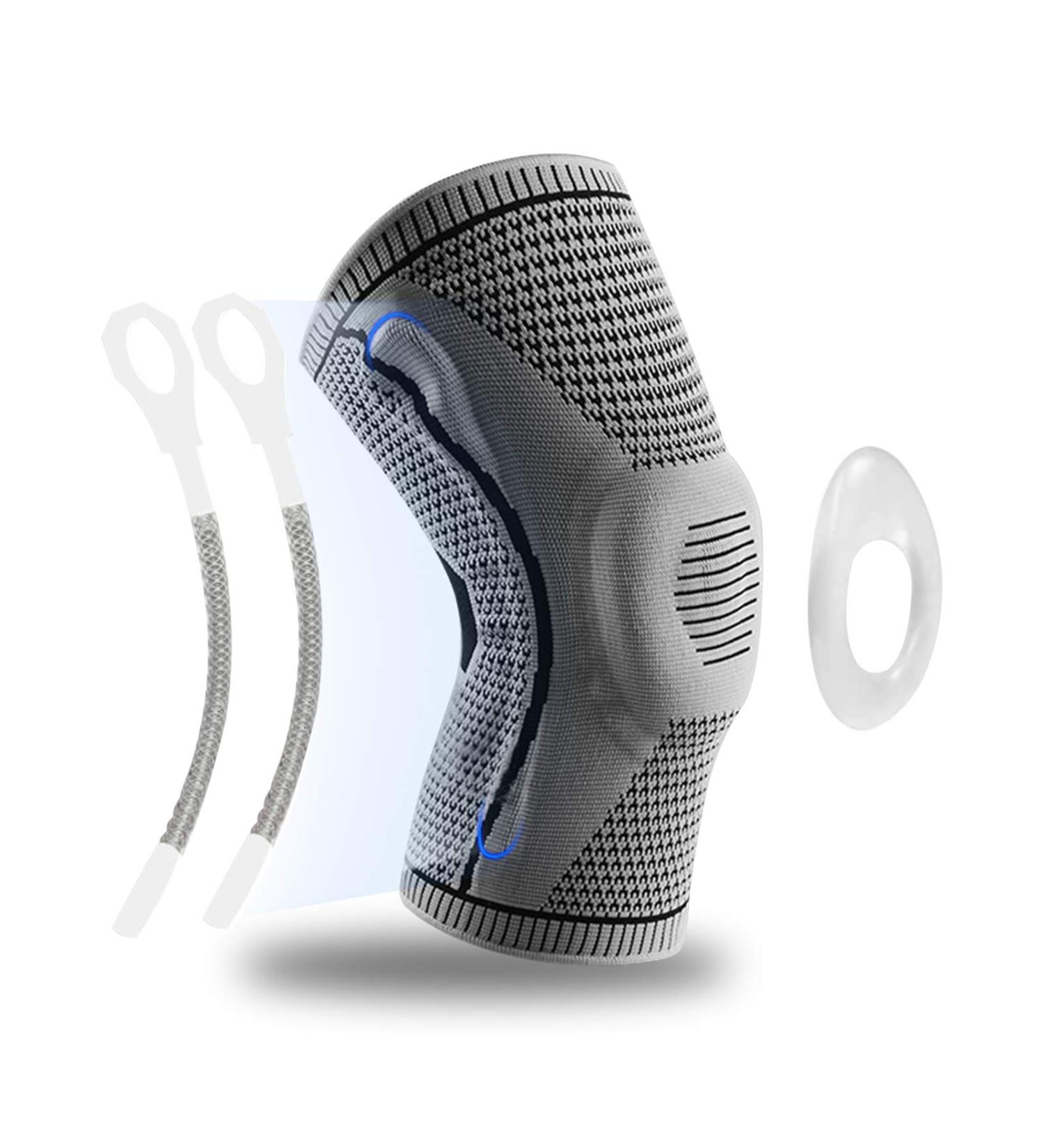 Amtrak Knee Brace with Gel Pad & Stabilizers - Knee Compression Sleeve for Arthritis & ACL Recovery - Gray (M) - Buy Online on GoSupps.com