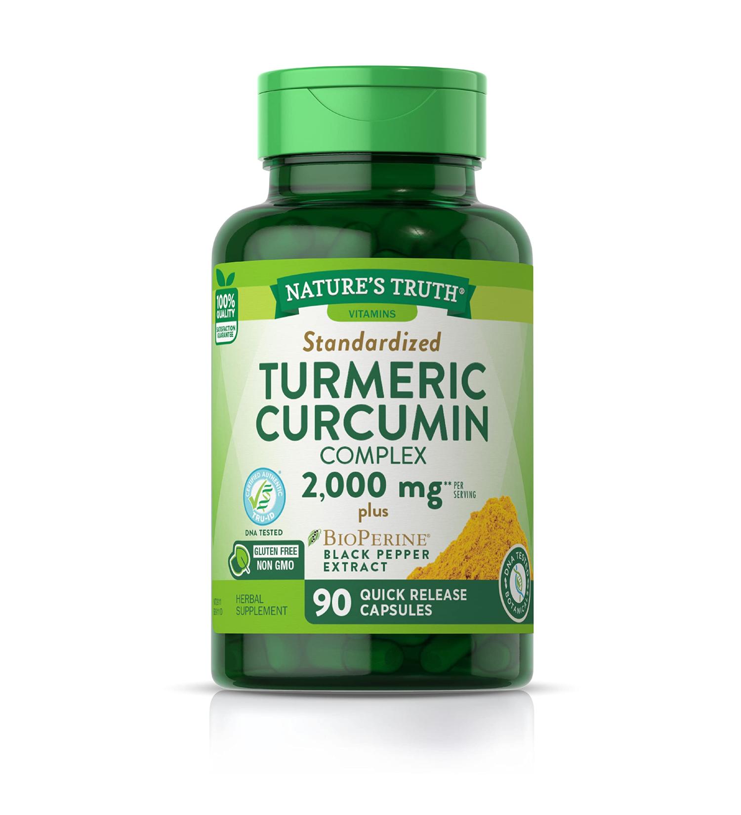 Nature's Truth Turmeric Curcumin 2000mg | 95% Standardized Curcuminoids | With Bioperine | Non-GMO & Gluten-Free | 90 Capsules - Buy Online on GoSupps.com