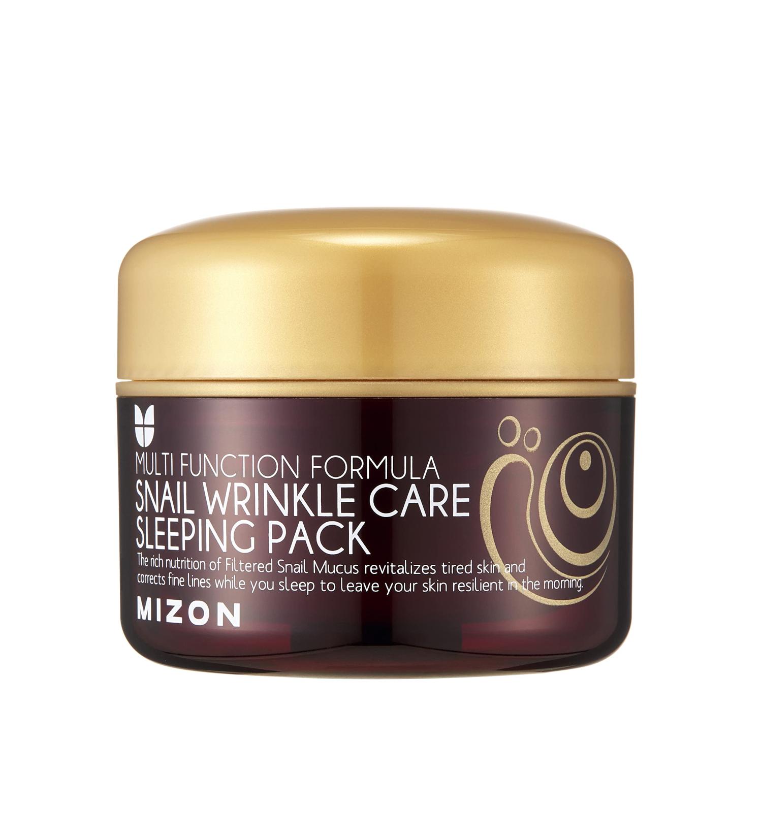 MIZON Snail Wrinkle Care Sleeping Pack 80g - Korean Anti-Aging Leave-In Night Mask with Snail Mucus for Intensive Skin Care - Buy Online on GoSupps.com
