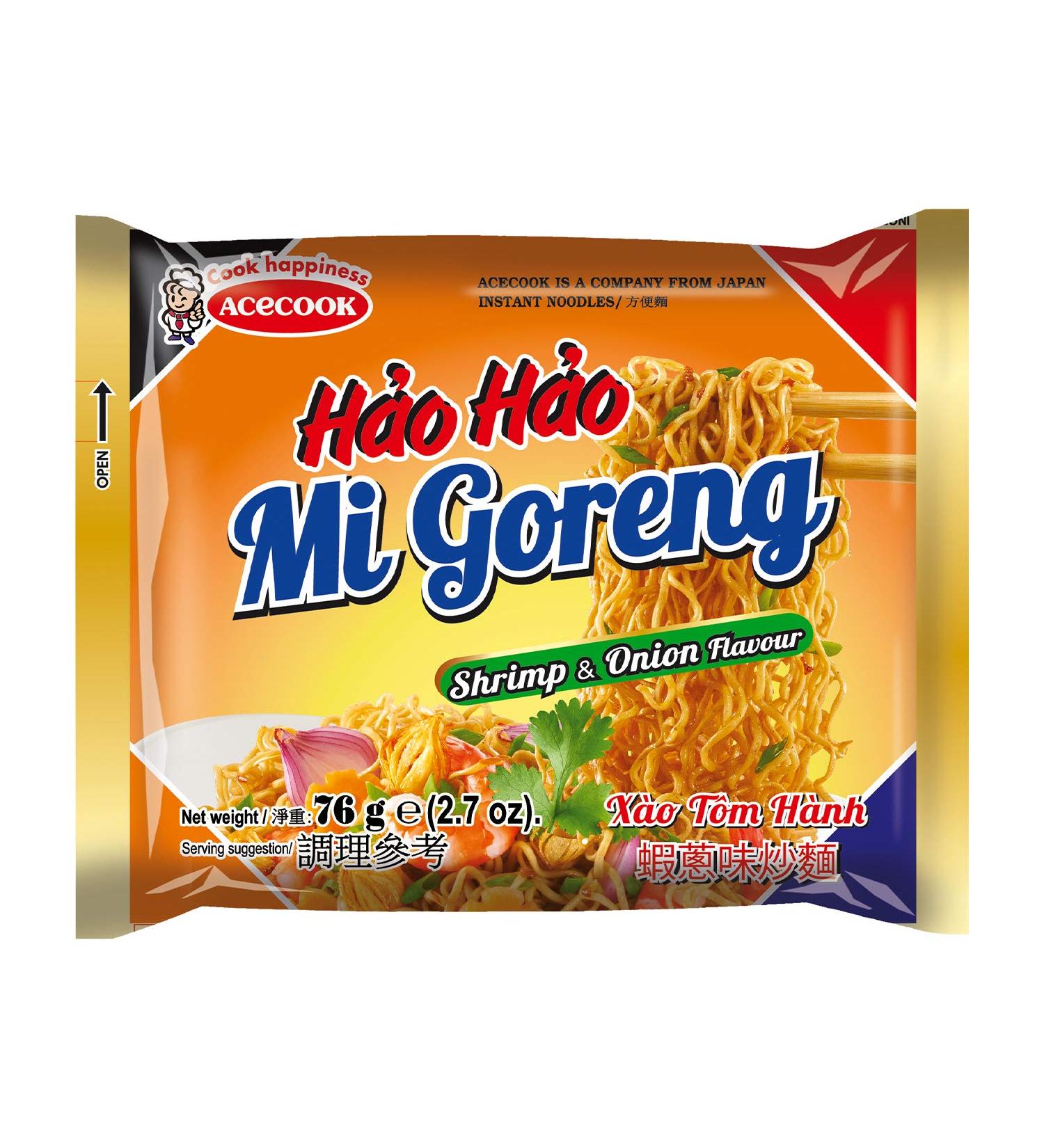 ACECOOK Hao Hao Instant Noodles Mi Goreng Shrimp and Onion 0.07 kg - Pack of 30 - Buy Online on GoSupps.com