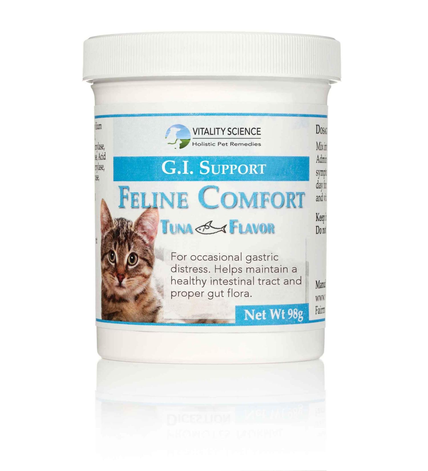 Vitality Science Feline Comfort for Cats | Promotes Healthy Intestinal Tract & Gut Flora | Supports Gastric Stability | Helps with Vomiting & Diarrhea | 100% Additive-Free | Seafood 98g - Buy Online on GoSupps.com
