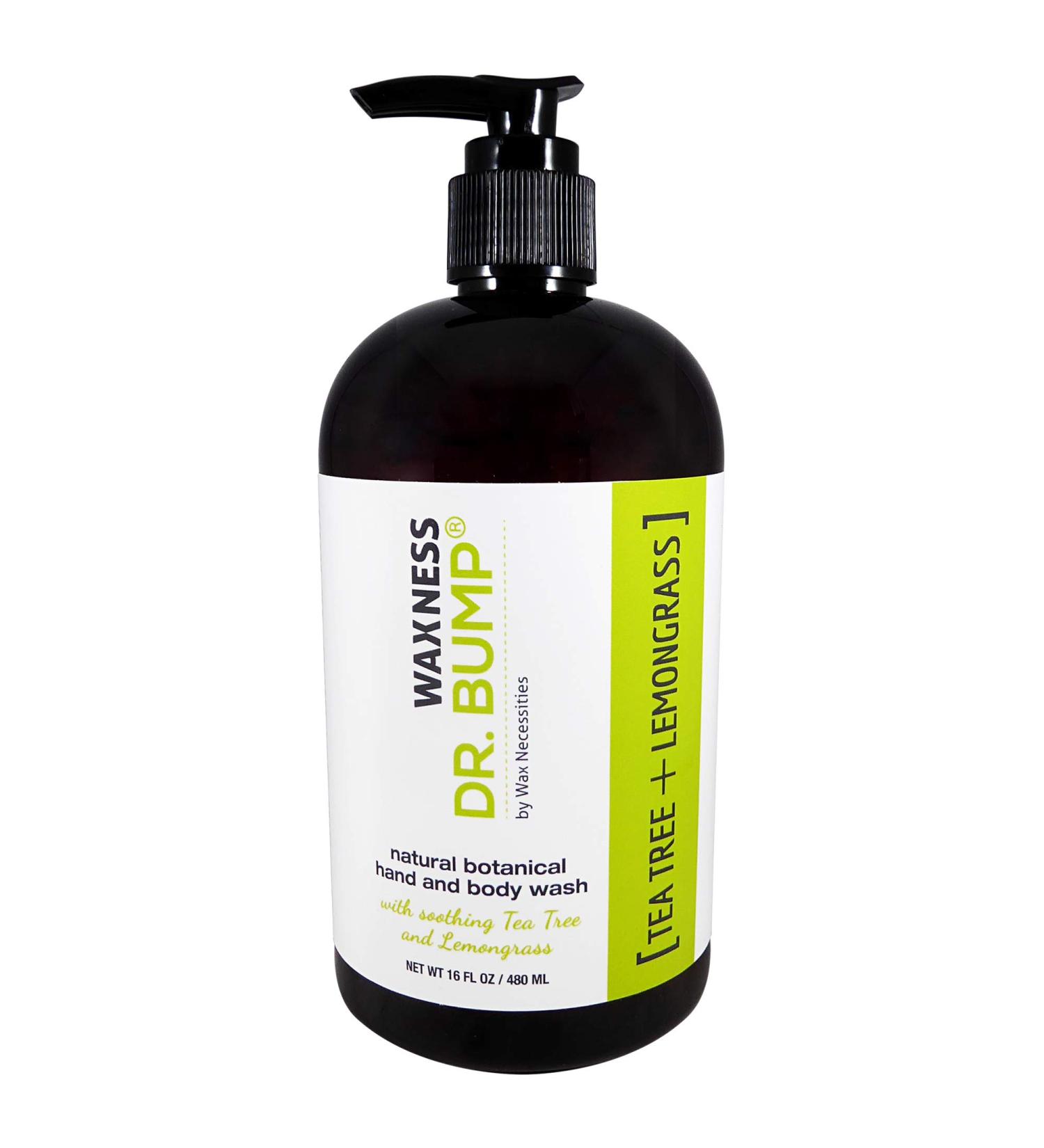 Waxness Dr. Bump Natural Botanical Hand and Body Wash | Tea Tree & Lemongrass - 16 fl oz (480 ml) | Best Eco-Friendly Cleanser for All Skin Types - Buy Online on GoSupps.com