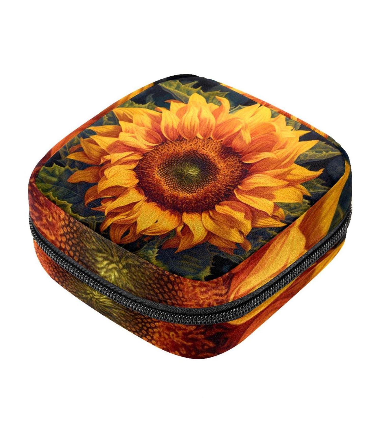 Sunflower Women's Napkin Storage Bag | Portable Period Bag for Girls & Teens | Menstrual Cup Pocket & Breastfeeding Holder - Buy Online on GoSupps.com