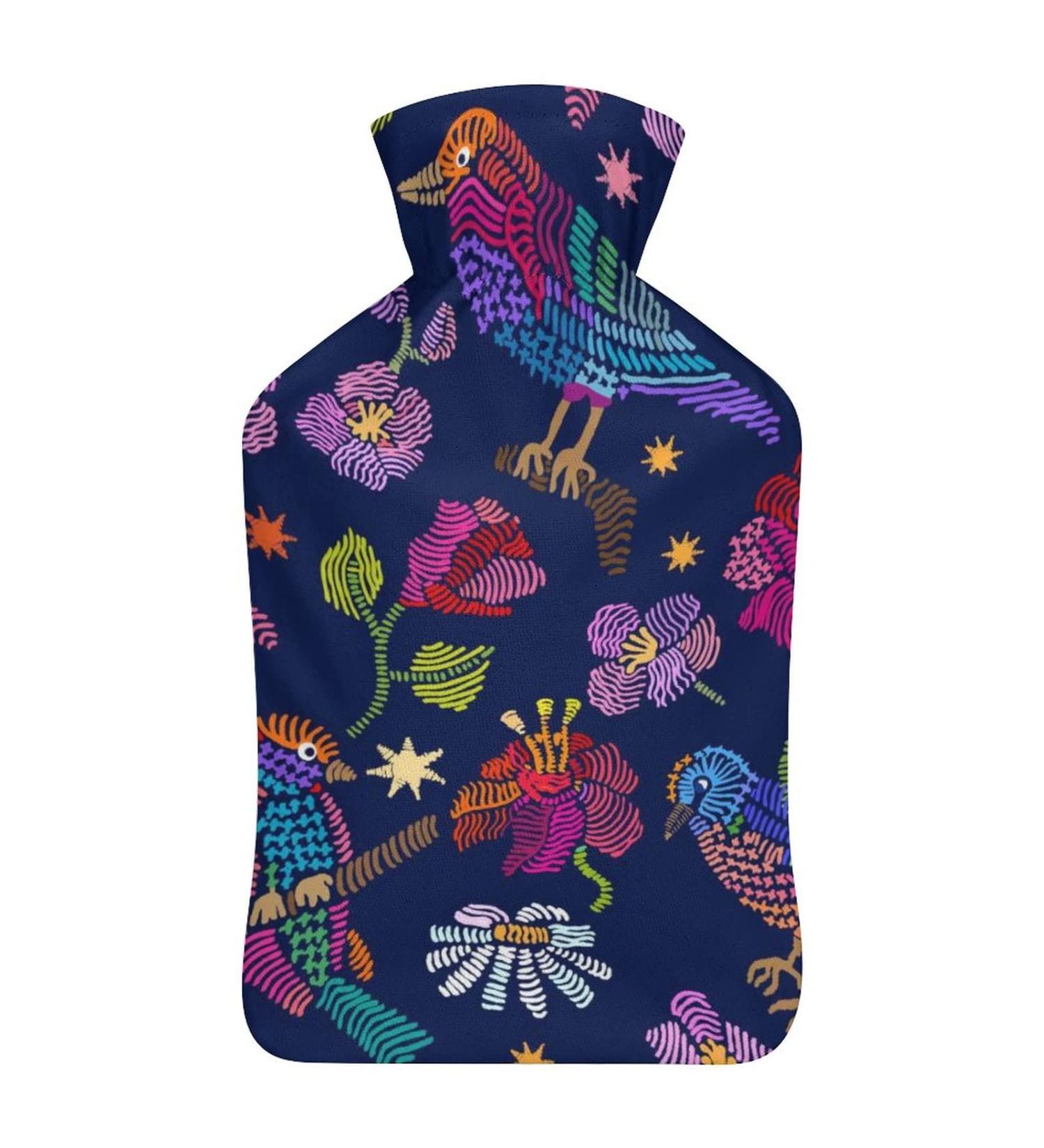 Birds Flowers Hot Water Bottle with Plush Cover | Hand Warmer for Adults & Kids | 26.5x15.3cm - Perfect for Cozy Comfort - Buy Online on GoSupps.com