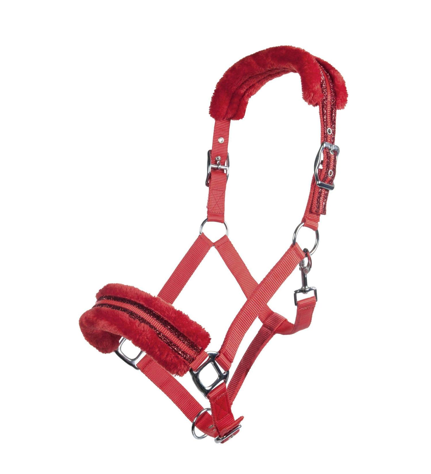 HKM Nylon Halter with Glitter & Polar Fleece Padding - Red Pony - Shop Now for Quality Equestrian Gear! - Buy Online on GoSupps.com