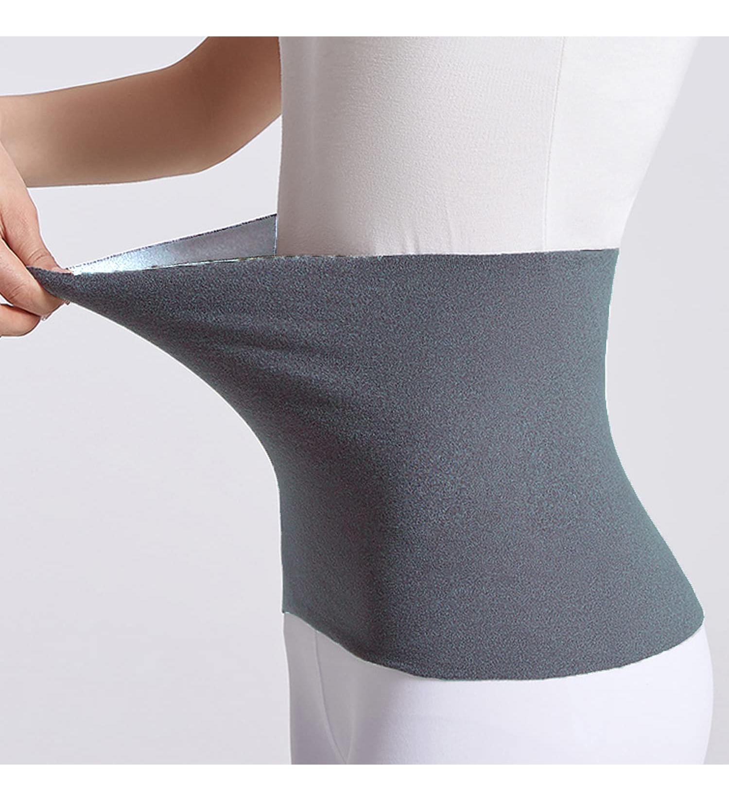 Thermal Waist Warmer Double Sided Warm Stomach Lumbar Lower Back Support Brace Abdominal Binder Kidney Wrap Warm Belt Slim Waist Trimmer Wrap Belt Band Warming Waist Abdominal Pain Relief Recovery Dark Grey+Light Grey