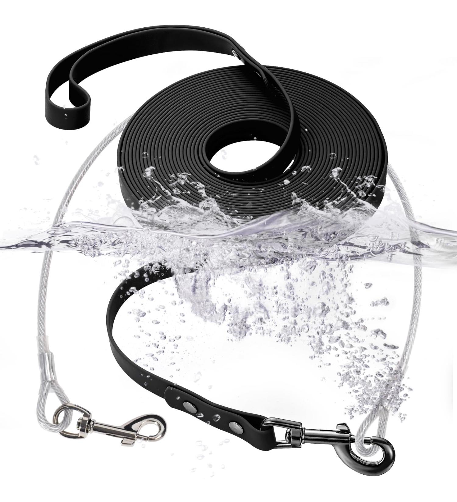 Waterproof Dog Leash - Chew Proof Tie-Out & Training Leash (10m Black) - Durable & Reliable for International Shipping - Buy Online on GoSupps.com