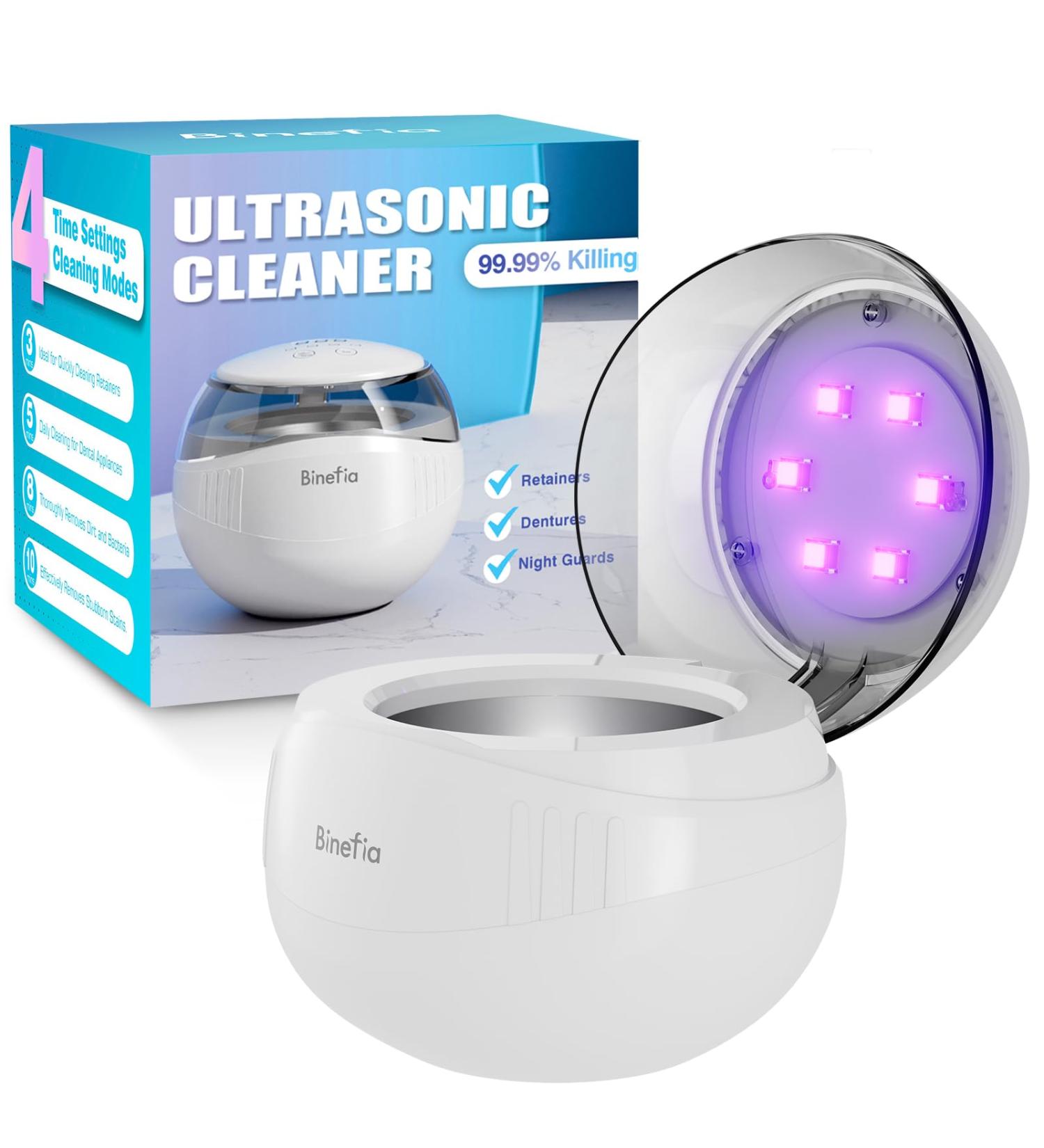 Portable Ultrasonic U-V Cleaner - 4 Modes, 50kHz Ultra Sonic for Dental Appliances & Jewelry - Home & Travel Use - Buy Online on GoSupps.com