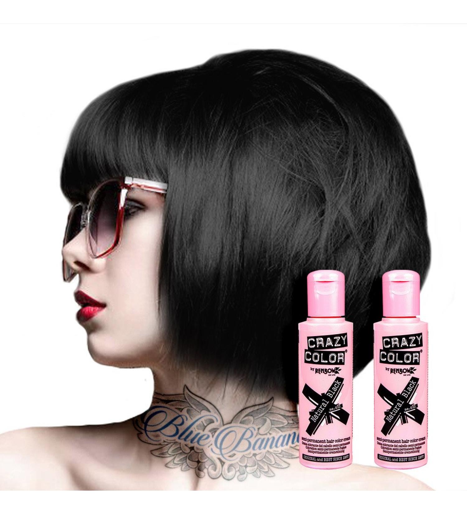 Crazy Color Set of 2 Semi-Permanent Hair Coloring Natural Black 100 ml - Buy Online on GoSupps.com