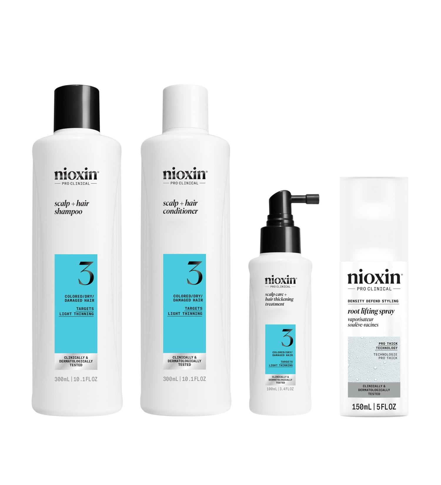 Nioxin Thickening Spray For Natural Hair with Light Thinning Full Size (3 Month Supply) System 3 Kit - Buy Online on GoSupps.com