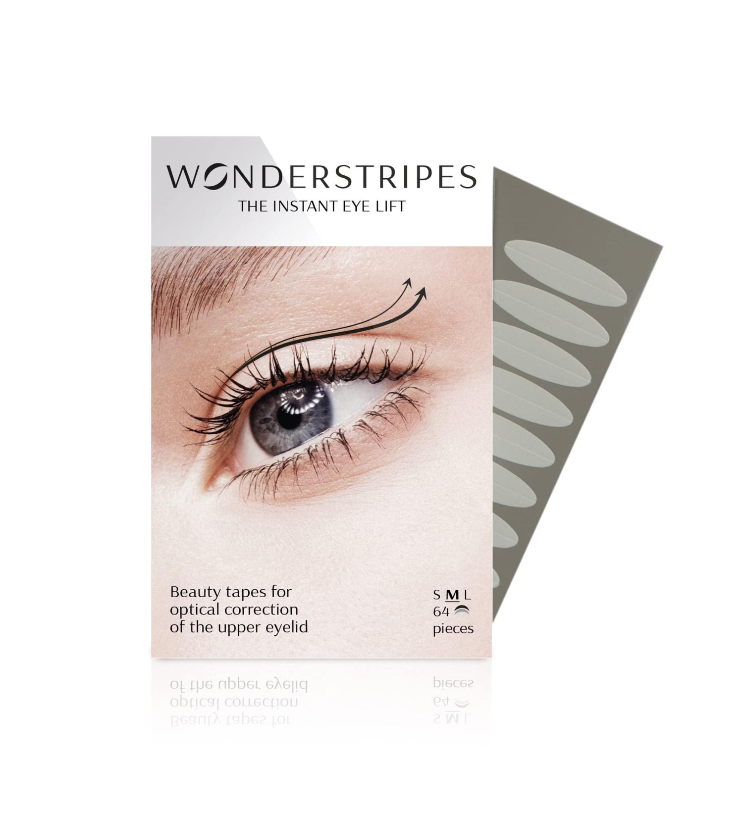 Wonderstripes Invisible Eyelid Tape - Skin-Friendly Eye Lift Strips for Droopy/Hooded Eyes - 64 Medium Silicone Strips (0.16 x 1.02 inch) - Buy Online on GoSupps.com