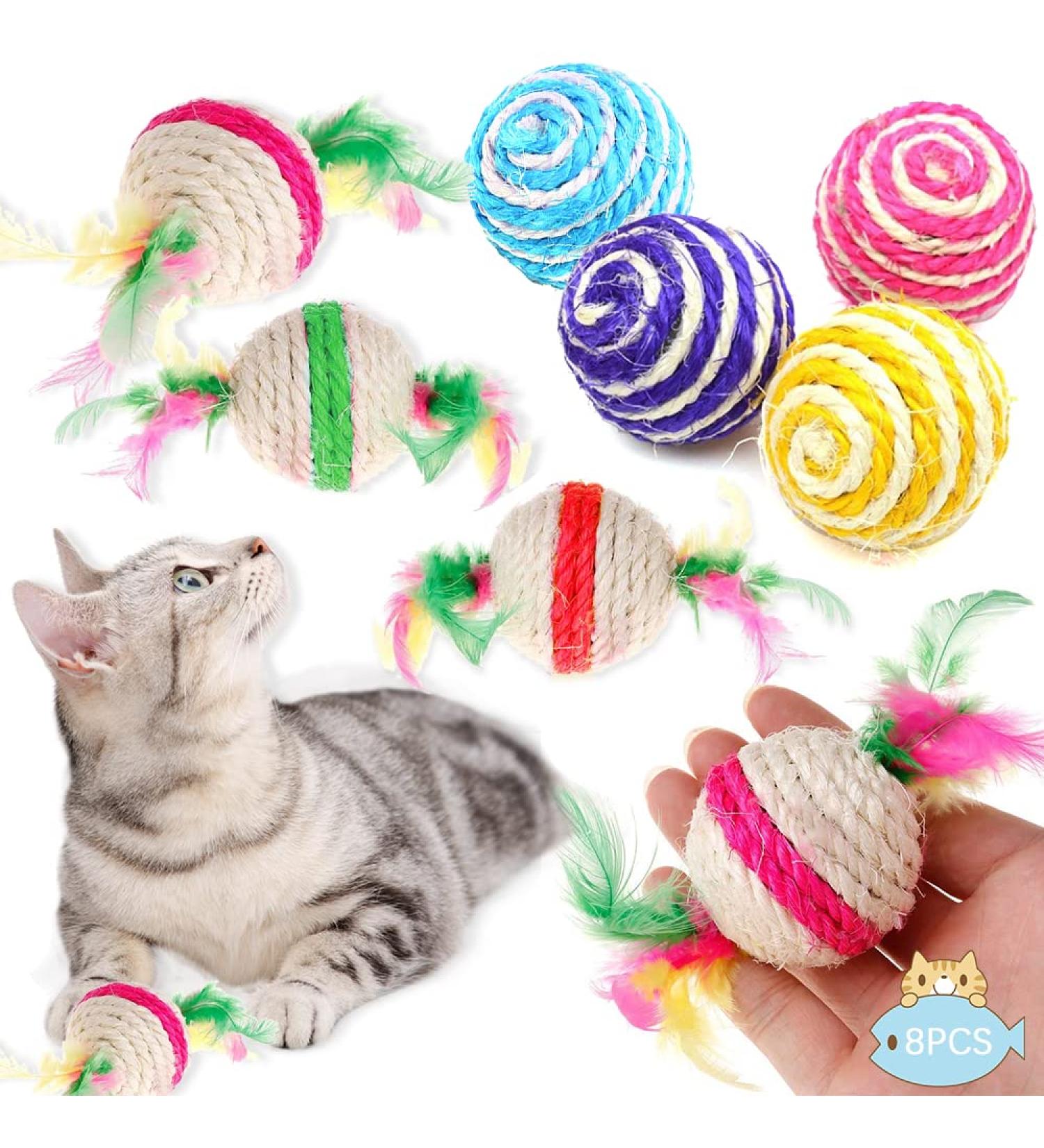 Shengruili Cat Sisal Ball - 8 Eco-Friendly Interactive Cat Toy Balls for Kittens | Durable Sisal Rope | Perfect Pet Playtime - Buy Online on GoSupps.com