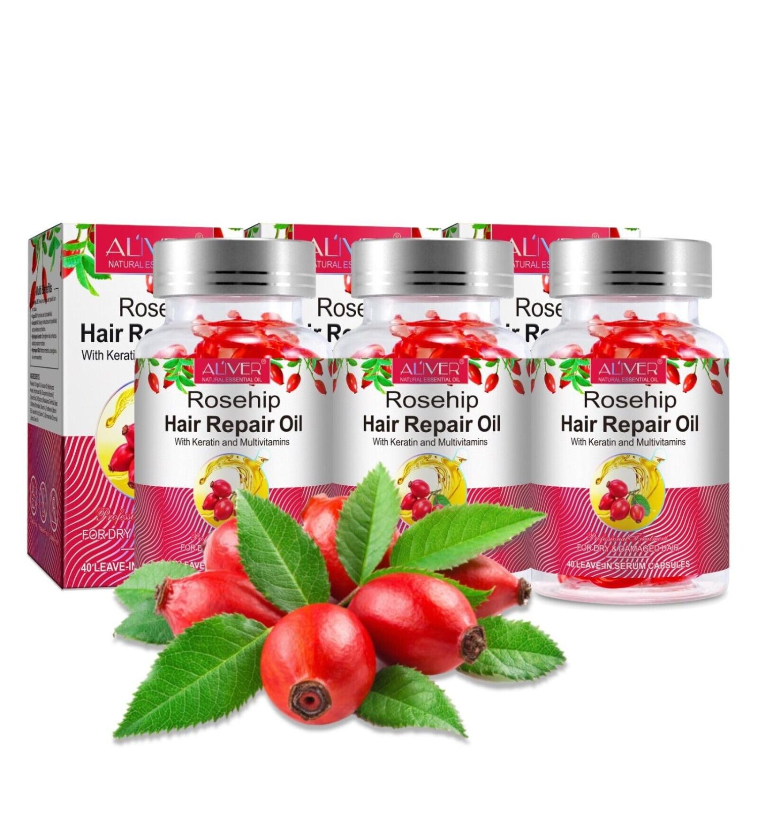 P-Beauty Organic Rosehip Oil Capsules with Keratin - 120 Capsules for External Use Hair Growth Hair Oil & Scalp Care - Makes Hair Strong & Silky - Buy Online on GoSupps.com