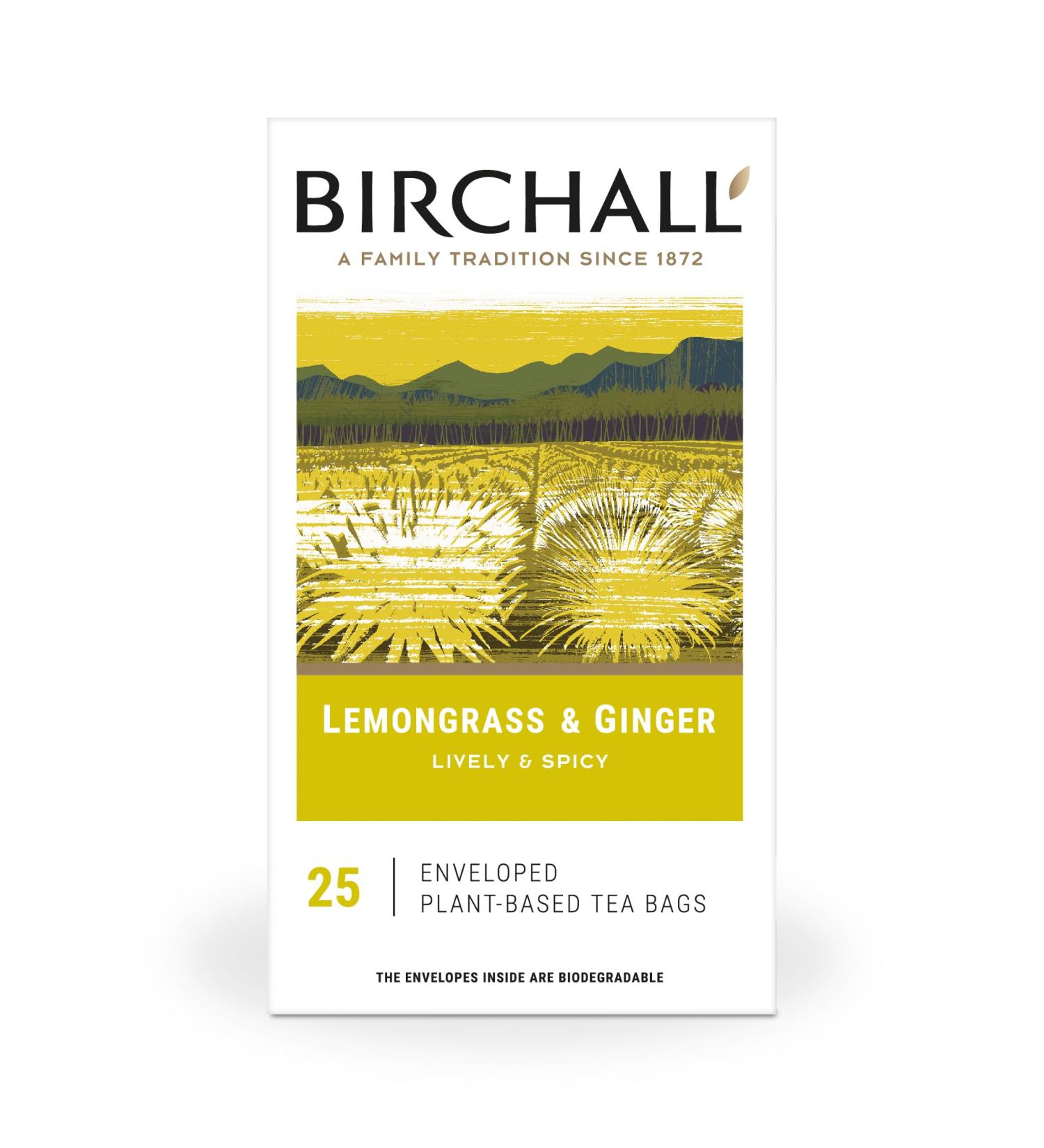 Birchall Tea Bags Lemongrass & Ginger Herbal Tea Gift Set Caffeine Free Tea Bursting with Full Flavour Perfect Vegan Gifts 25 Enveloped Plant-Based Tea Bags - Buy Online on GoSupps.com