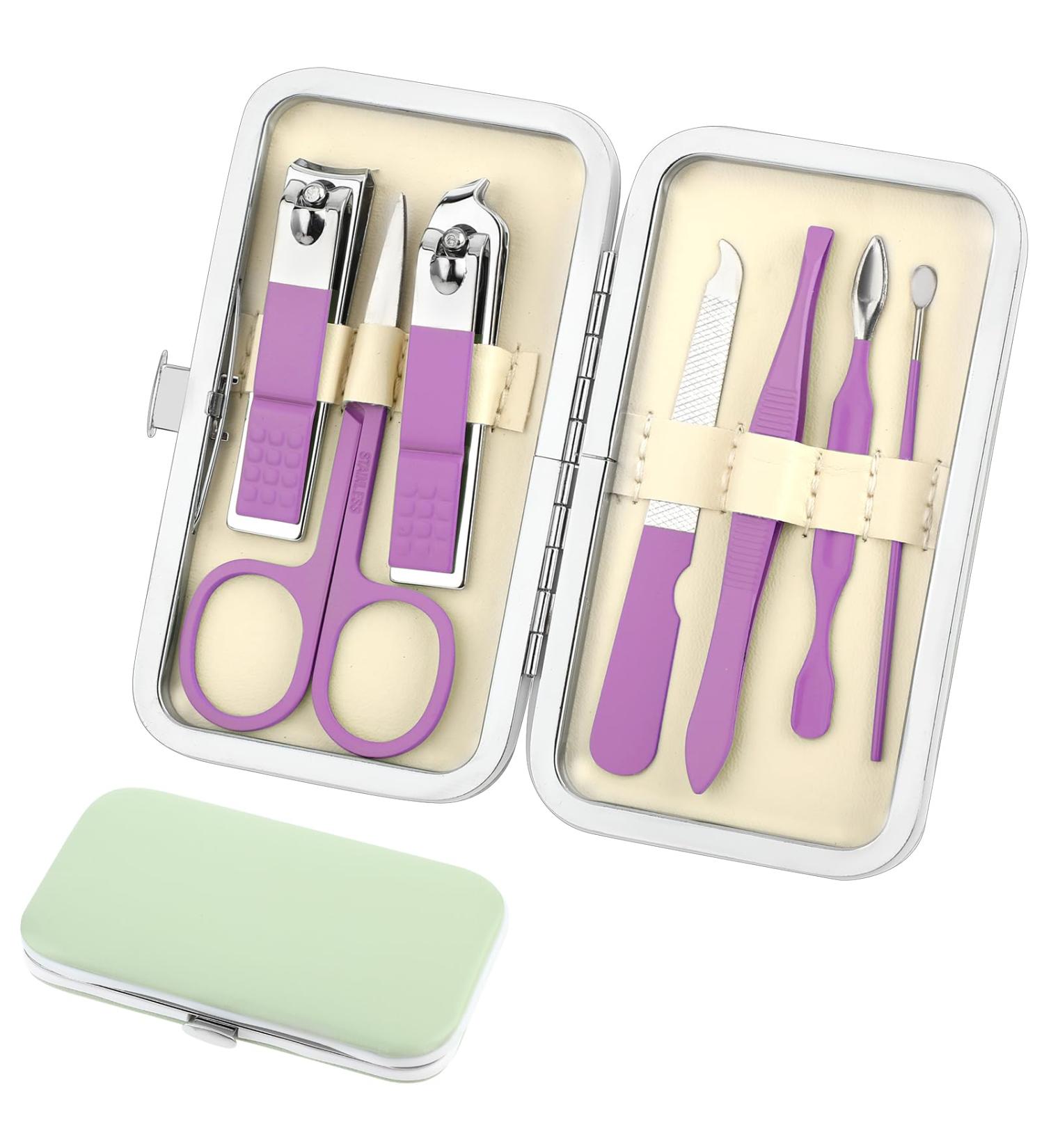 simarro Travel Manicure Set 7 in 1 Manicure Pedicure Kit for Women Stainless Steel Nail Clipper Personal Care Nail Tools Kit for Home Workplace Outdoor Travel(Glamor Purple) - Buy Online on GoSupps.com