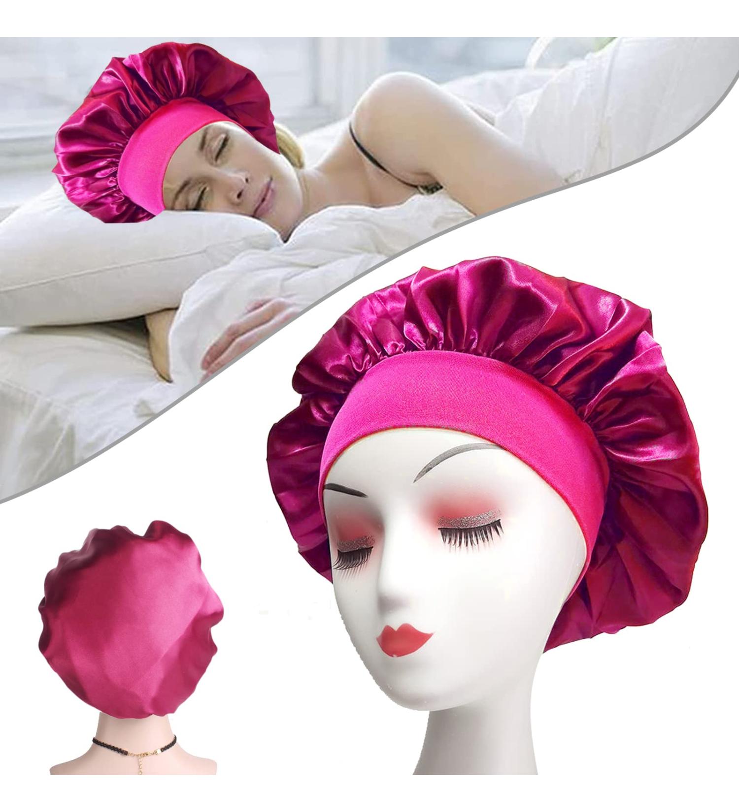 Silk Wide Band Satin Bonnet for Hair Care - Rose Red Sleep Cap for Women and Girls - Buy Online on GoSupps.com