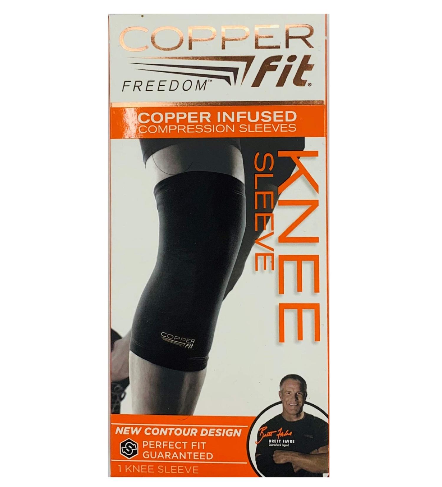 Copper Fit Freedom Knee Sleeve 2 Pack  Copper Infused Compression Sleeve with Contour Design  2 Knee Sleeve  As Seen on TV (Large) 1 Pair (Pack of 1)