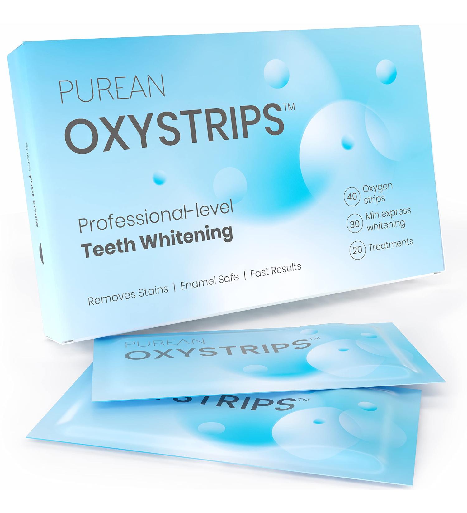 Purean Teeth Whitening Oxystrips - 40 White Strips for 20 Treatments - Buy Online on GoSupps.com