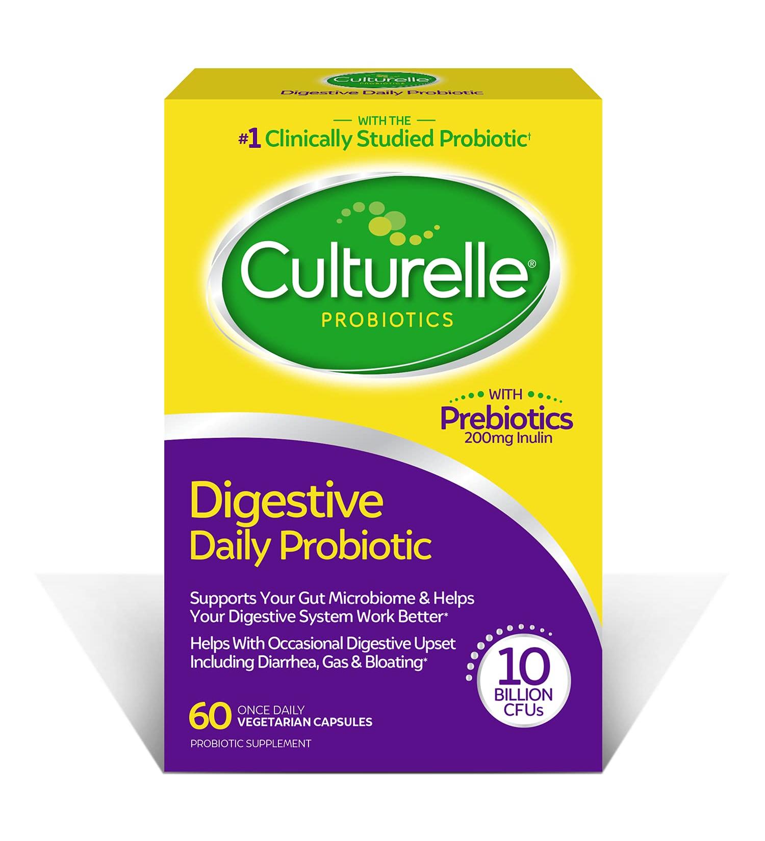 Culturelle Daily Probiotic, Digestive Health Capsules, 60 Count Unflavored 60 Count (Pack of 1)