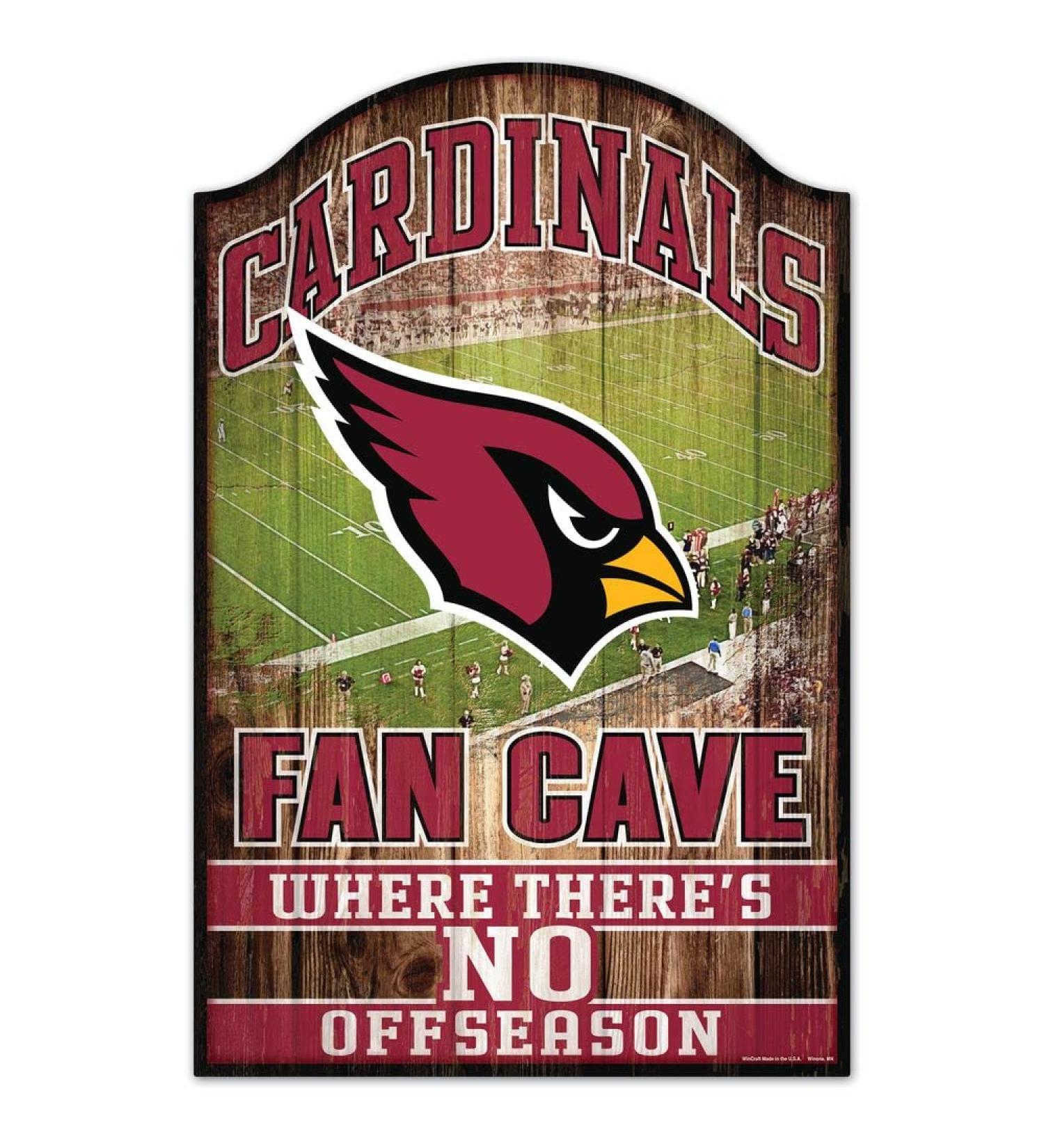 WinCraft NFL Arizona Cardinals 05272010 Wooden Sign 11" x 17" Black