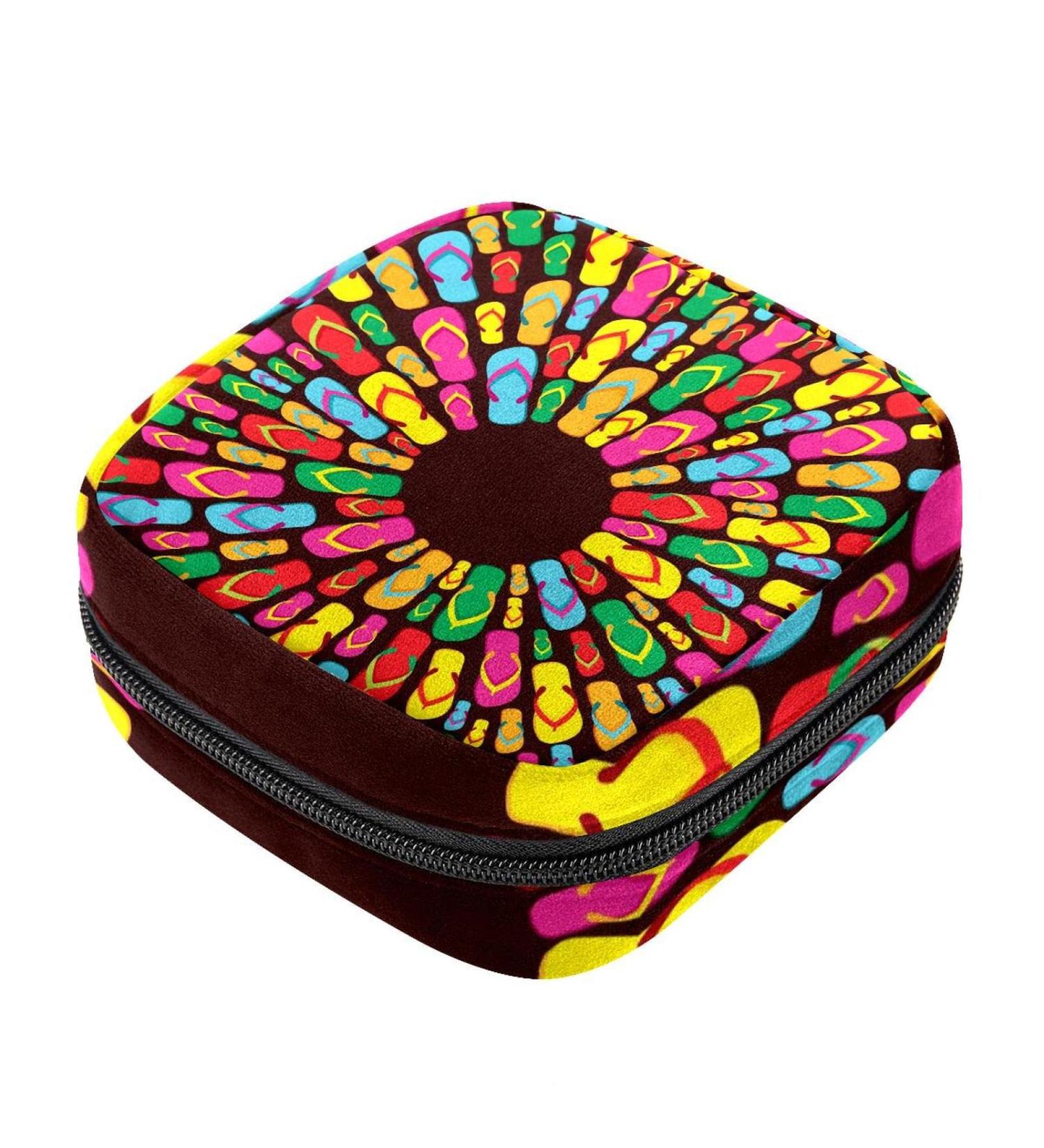 Portable Sanitary Napkin Storage Bag for Women | Flip Flops Pattern Menstrual Cup Pocket - Perfect for Teen Girls - Buy Online on GoSupps.com