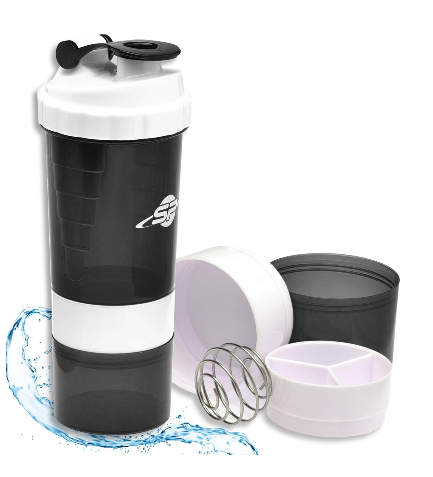 Buy Smart Planet Protein Shaker 500ml | Leak-Proof BPA-Free with 150ml Powder Compartment & 3-Seater Tablet Organizer for Fitness Shakes - International Shipping Available - Buy Online on GoSupps.com