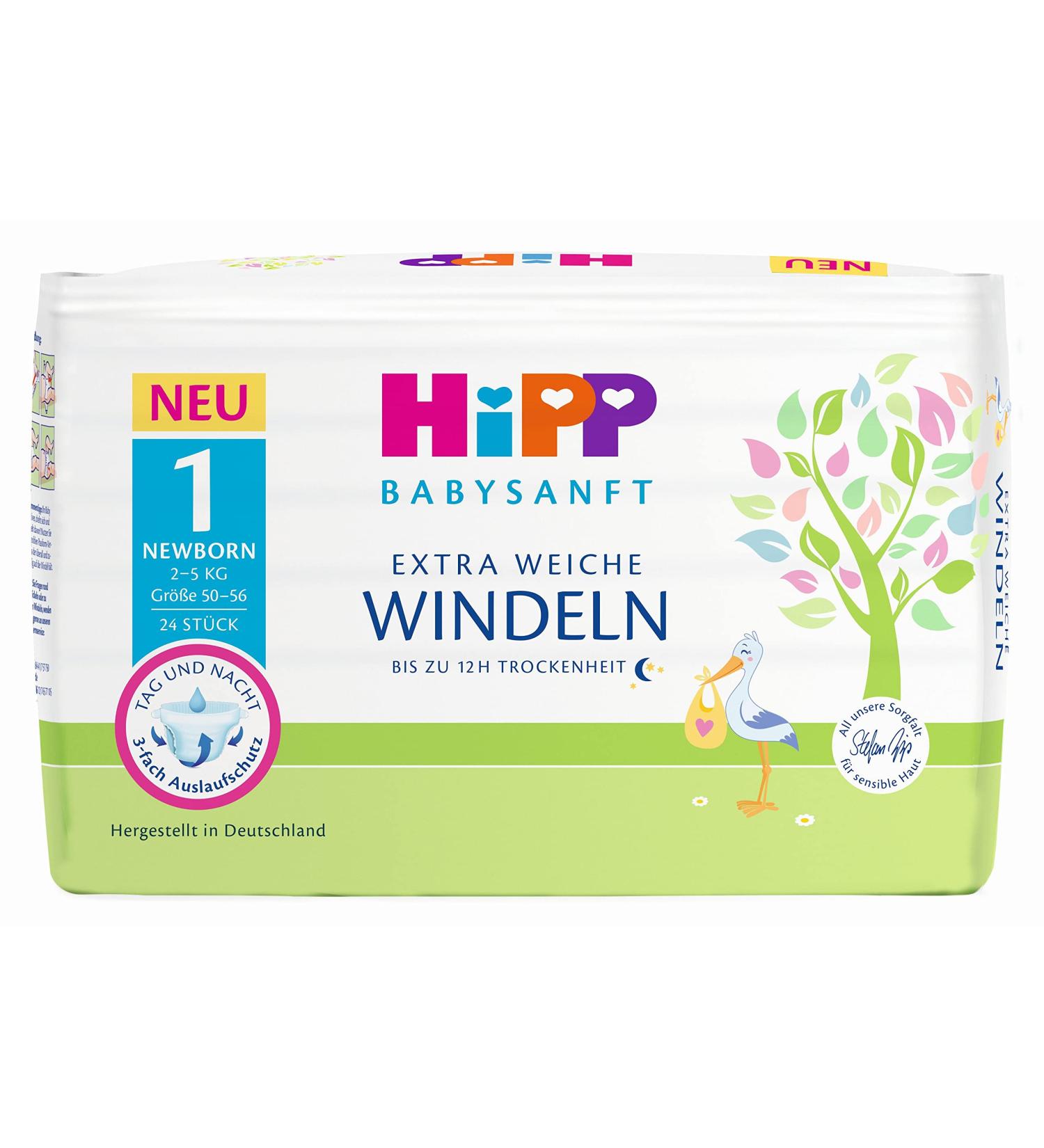 HiPP Babysanft diapers Newborn 1 Carry pack of 3 (3 x 1 x 24 pieces) Newborn 1 (72 pieces)