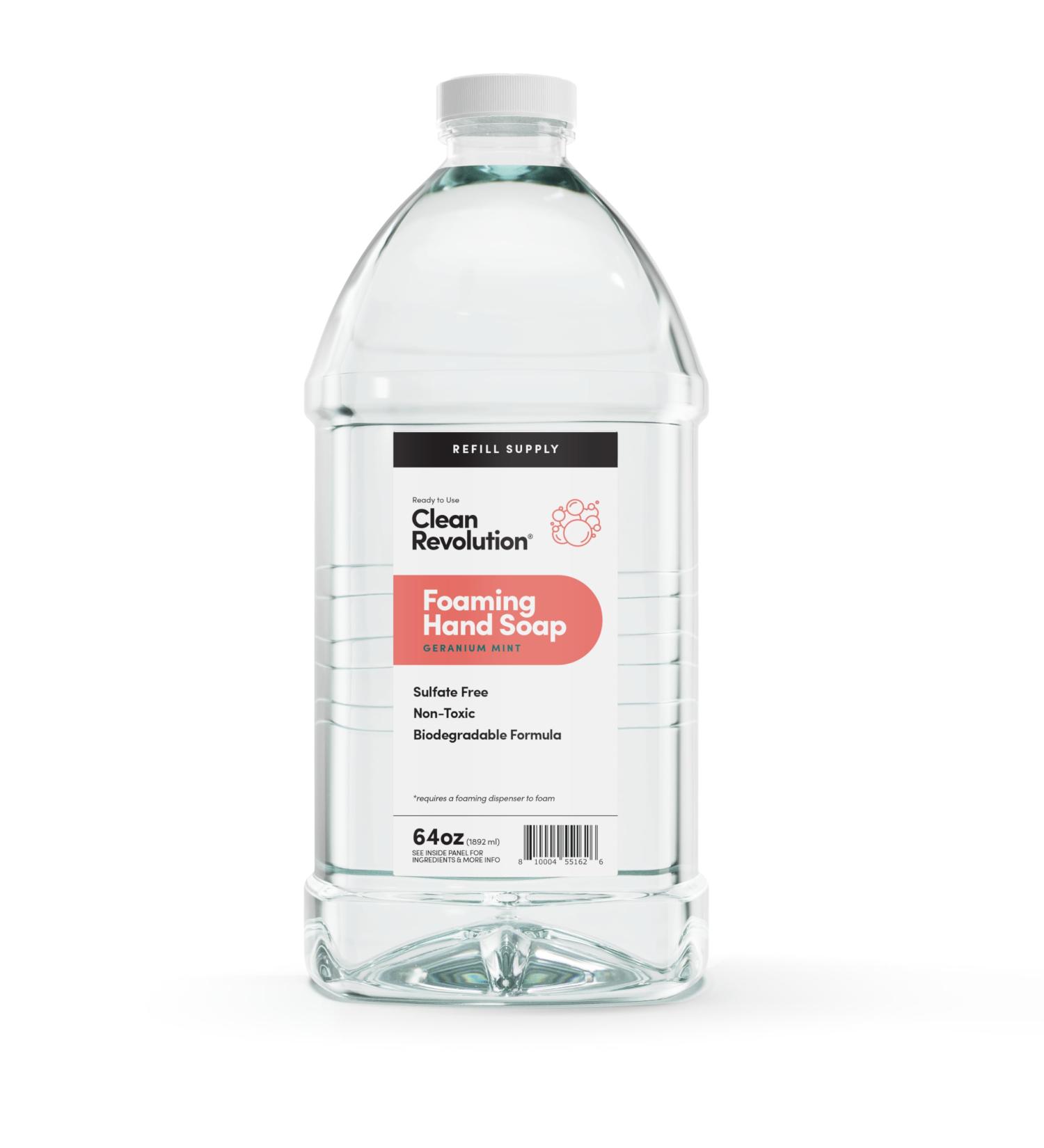 Clean Revolution Foaming Hand Soap Gentle Moisturizing Ready To Use Formula Real Essential Oils Gluten Free Geranium Mint 64 Fl Oz - Buy Online on GoSupps.com