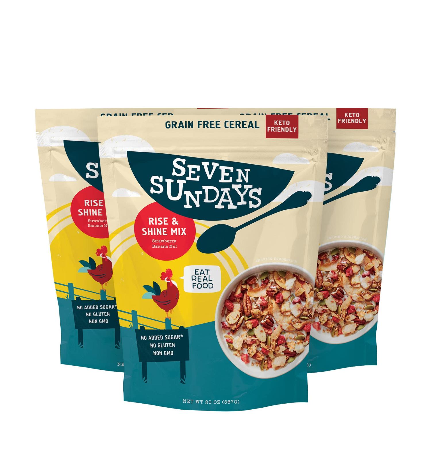 Seven Sundays Keto Nut Granola 20 Oz Pouch - Strawberry Banana Nut - Pack of 3 | No Added Sugar, Low Carb, Paleo, Gluten Free - Buy Online on GoSupps.com