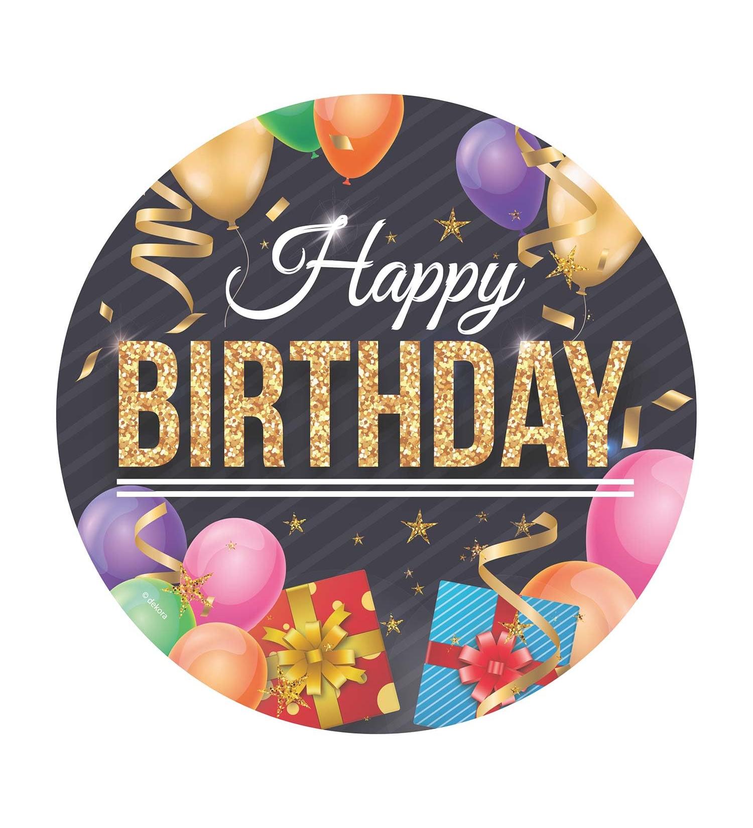 Dekora Happy Birthday Wafer Disc for Cake Edible Cake Topper for Birthday Cake Round 20 CM - Buy Online on GoSupps.com