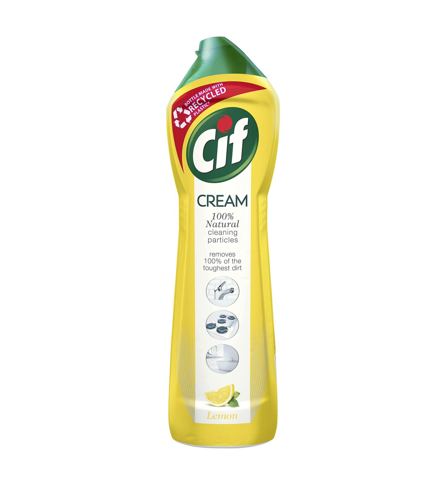 Cif Lemon Cream Cleaner 500ml - Natural 100% Cleaning Particles - Multipurpose Surface Cleaner - Buy Online on GoSupps.com