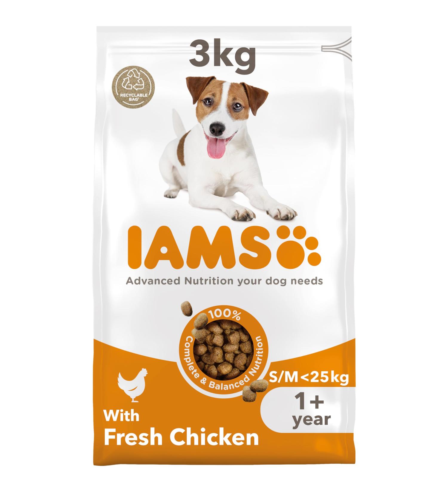 IAMS Adult Small Medium Dry Dog Food Chicken 3kg - Buy Online on GoSupps.com