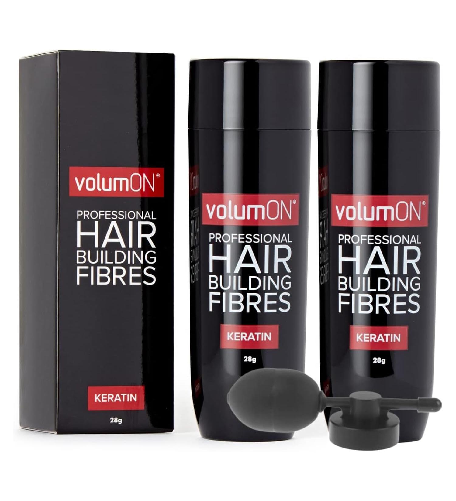 VOLUMON 2 Pack Keratin Hair Building Fibers for Thinning Hair - Instantly Conceal Thin Areas for Thicker Hair - For Men & Women 28g x 2 + Applicator (Auburn)