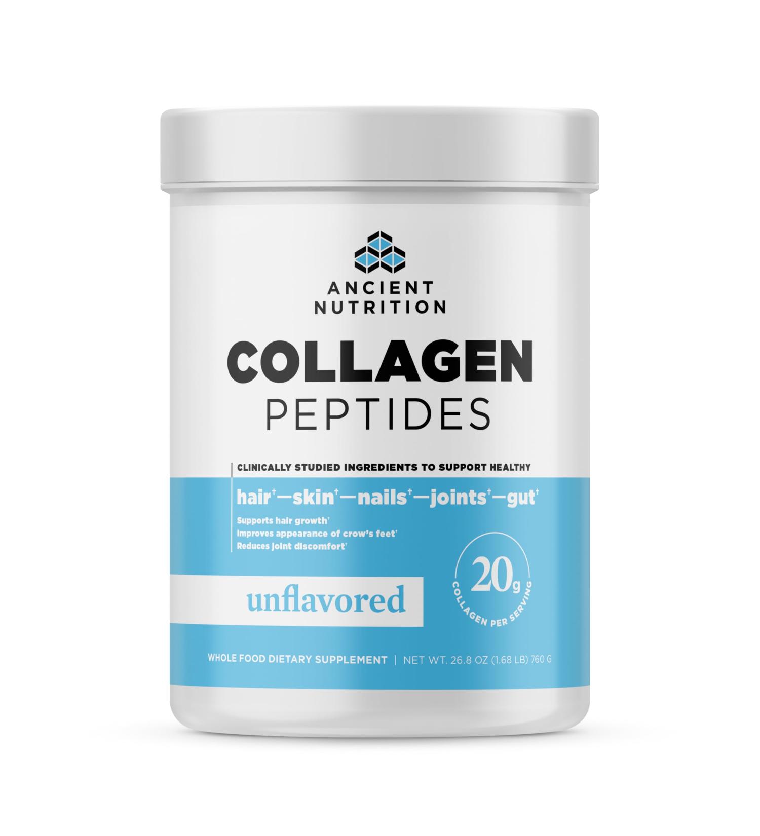 Ancient Nutrition Collagen Peptides Collagen Peptides Powder Unflavored Hydrolyzed Collagen Supports Healthy Skin Joints Gut Keto and Paleo Friendly 38 Servings 20g Collagen per Serving - Buy Online on GoSupps.com