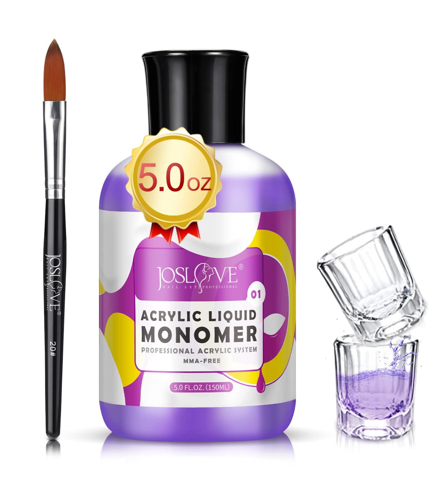 JOSLOVE Monomer Acrylic Nail Liquid Monomer Acrylic Liquid Monomer for Acrylic Nail Kit Acrylic Powder Professional Acrylic Nail System Nail Extension MMA-Free (Monomer 5oz & Acrylic Nail Brush) AcrylicLiquidMonomer 5oz &  - Buy Online on GoSupps.com