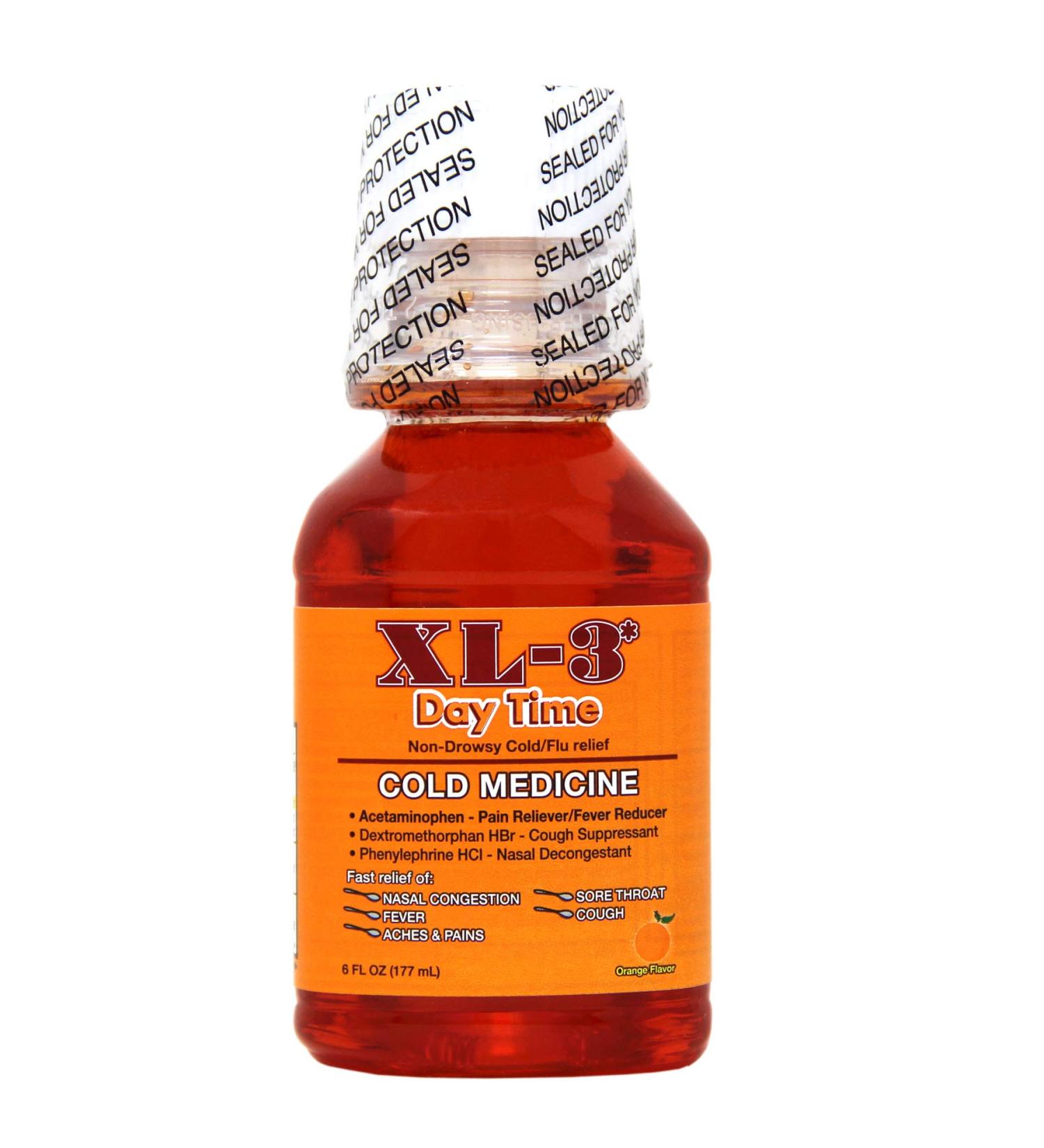 XL-3 Non-Drowsy Cold & Flu Relief 6oz Bottle - Orange Flavor - Buy Online on GoSupps.com
