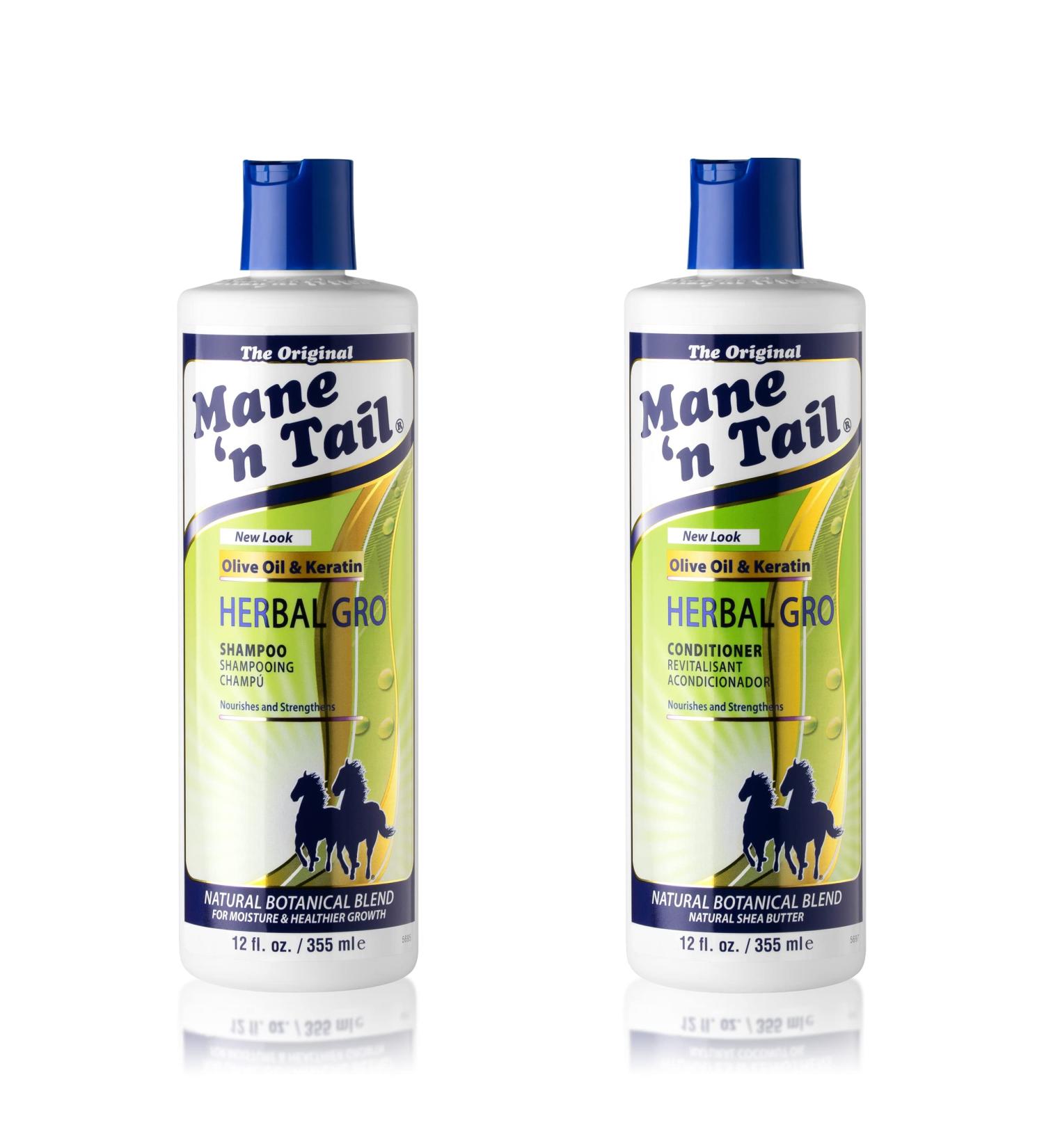 Mane n Tail Olive Oil Herbal Gro Shampoo + Conditioner 12 Oz - 2-Pack | Strengthens, Nourishes & Reduces Breakage - Buy Online on GoSupps.com