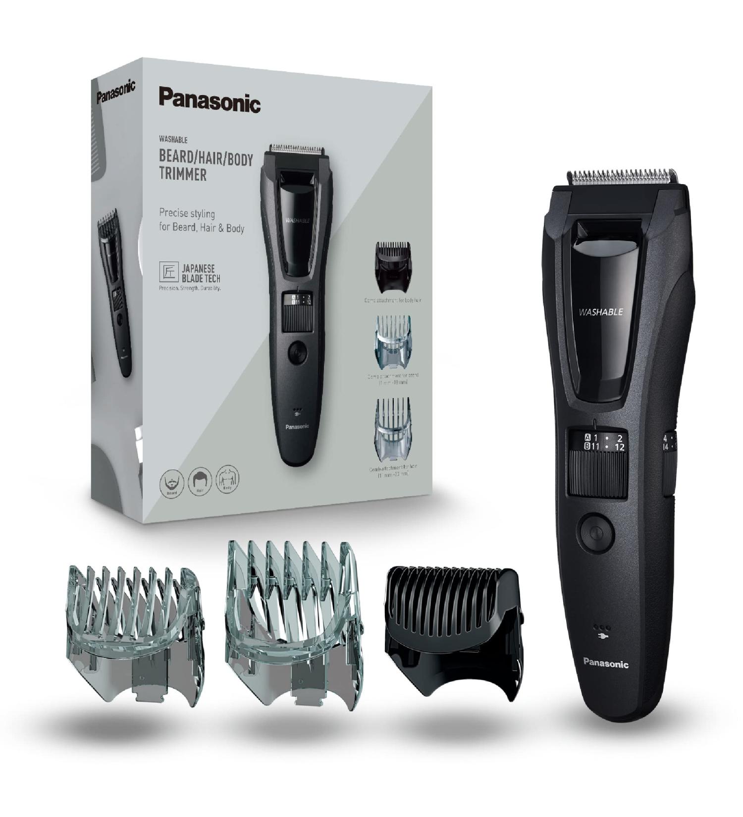 Panasonic ER-GB62-H503: Waterproof Wireless Beard Hair & Body Trimmer for Men 39 Length Settings & 3 Attachments in Matte Gray - Buy Online on GoSupps.com
