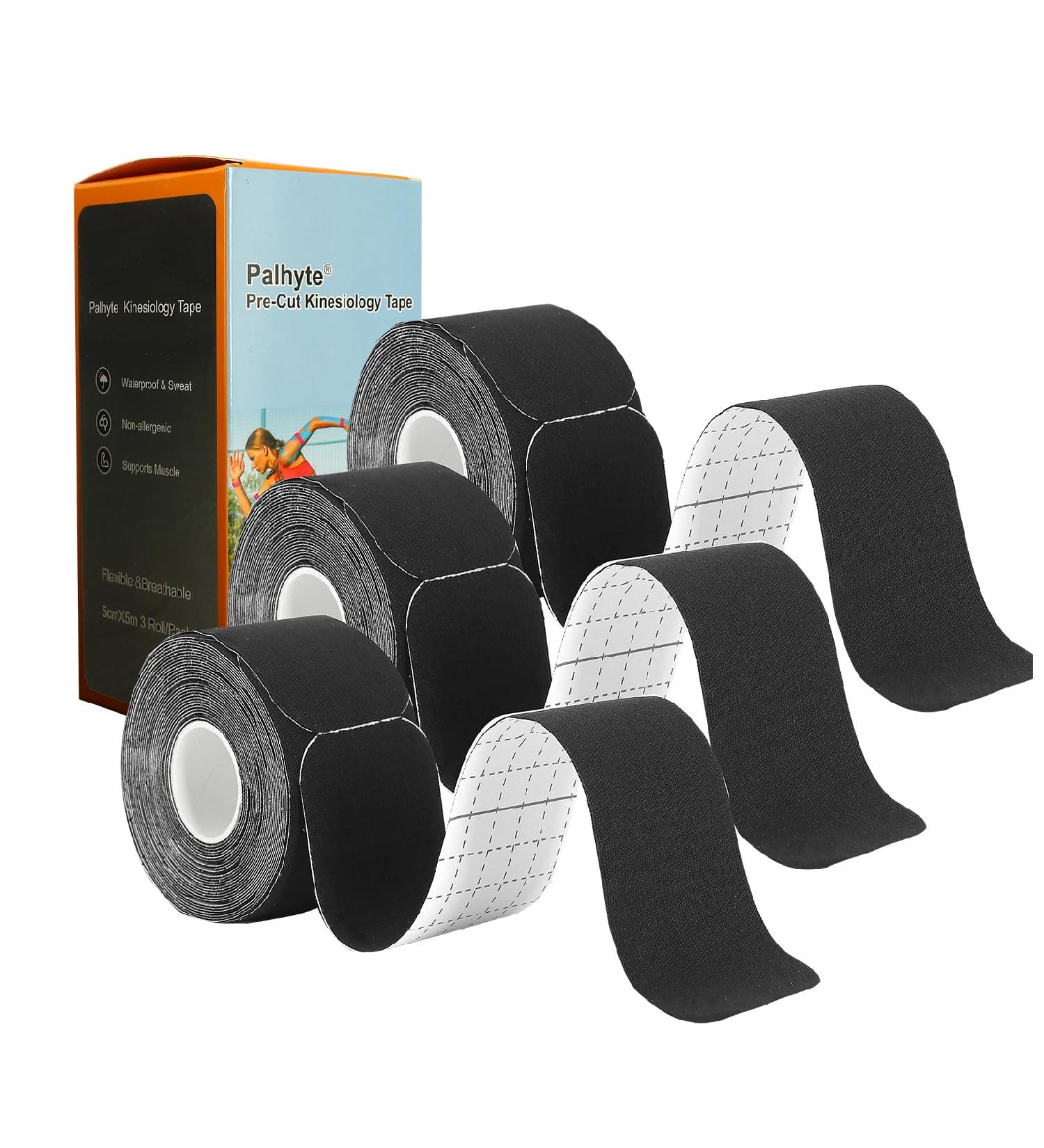 Kinesiology Tape Pro - Breathable Latex-Free Athletic Tape for Ankle & Knee Support | 3 Rolls & 60 Precut Strips - Ideal for Running Tennis & Sports Activities - Buy Online on GoSupps.com