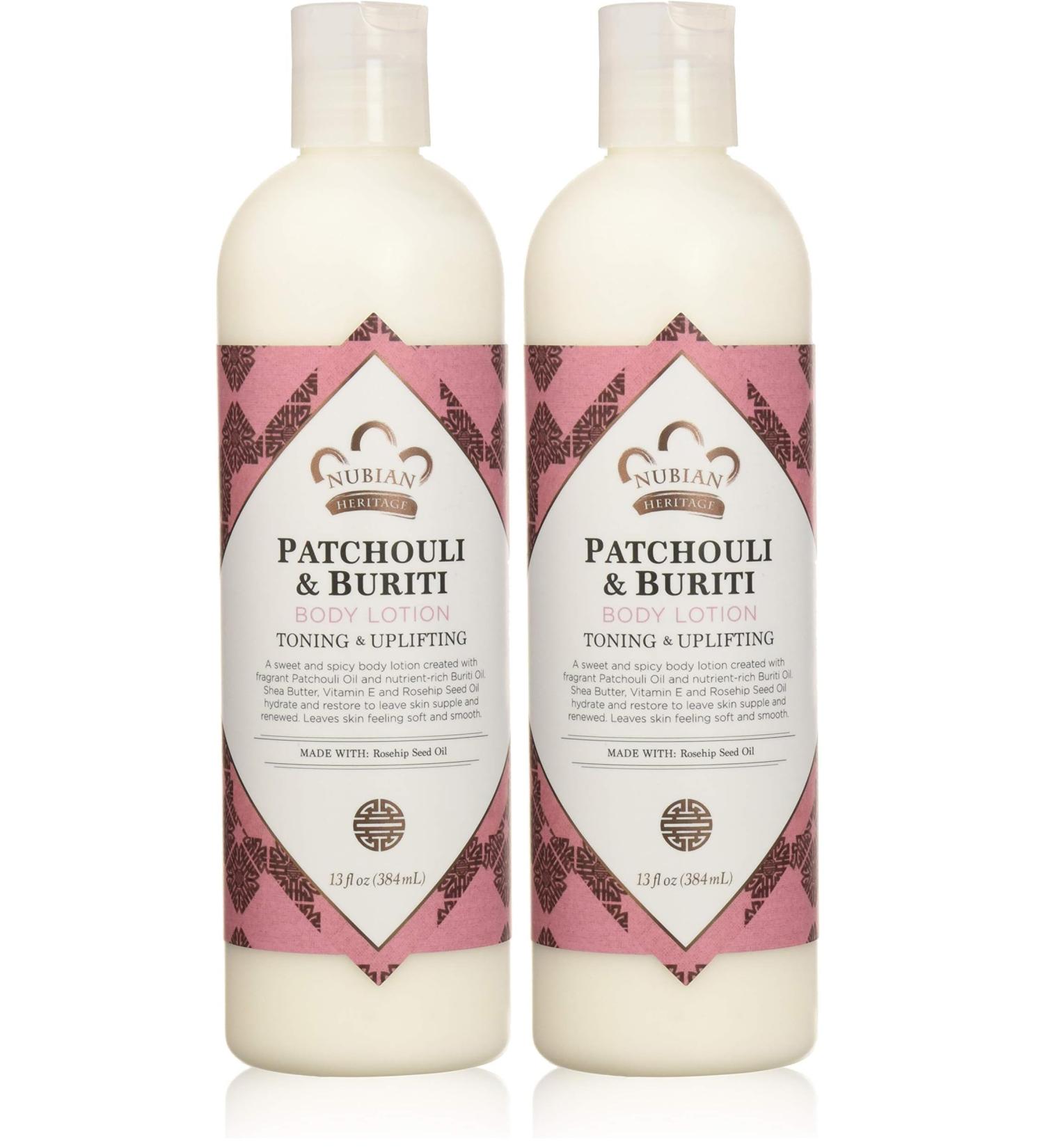 Nubian Heritage Body Lotion with Shea Butter and Rose Hips Lotion PATCHOULI & BURITI 13 fl oz (Pack of 2)
