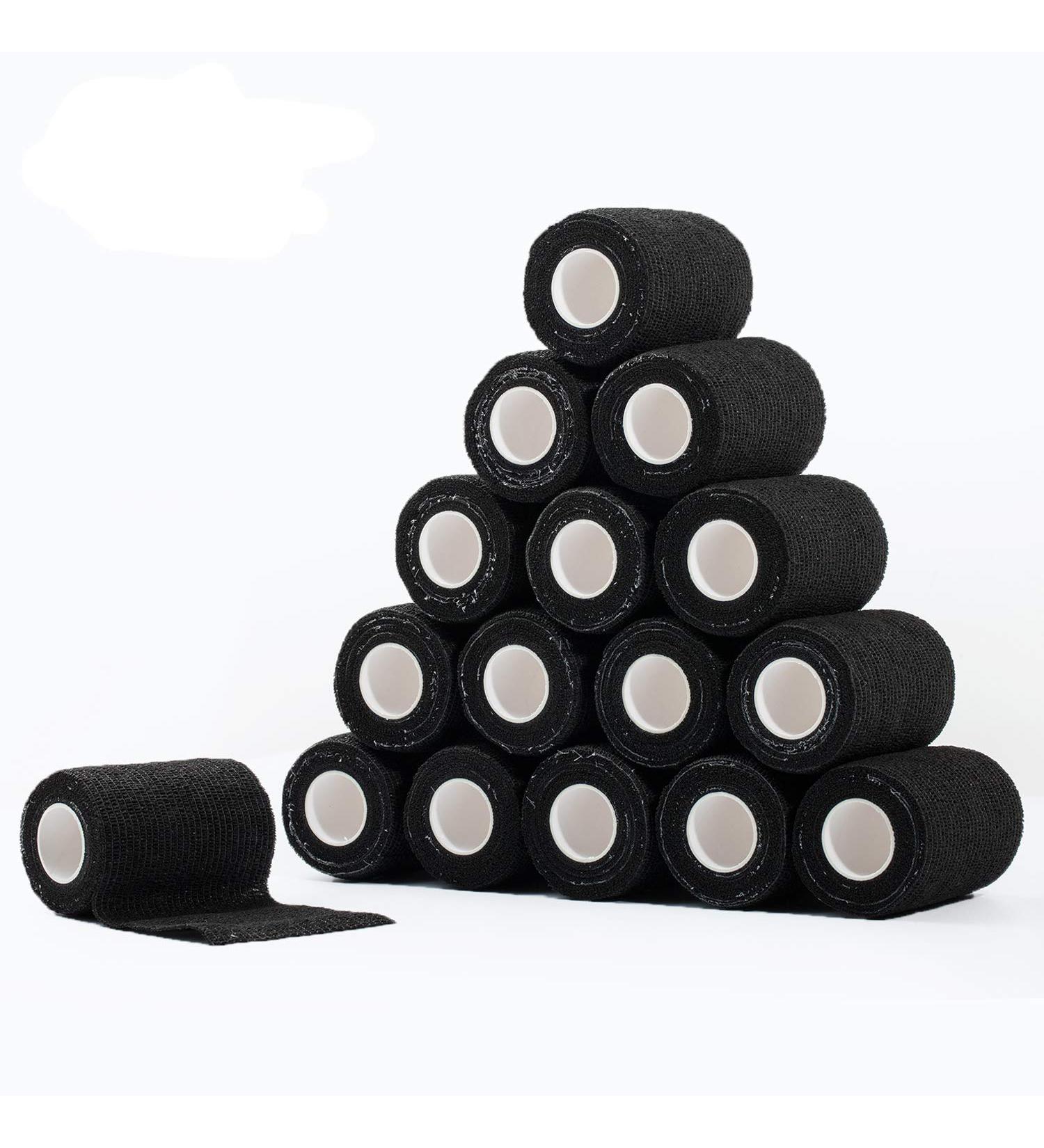 Buy Cojj 16 Pcs Self-Adhering Cohesive Bandage - 7.5cm x 4.5m Waterproof Elastic Bandage for Humans & Animals - Black - Buy Online on GoSupps.com