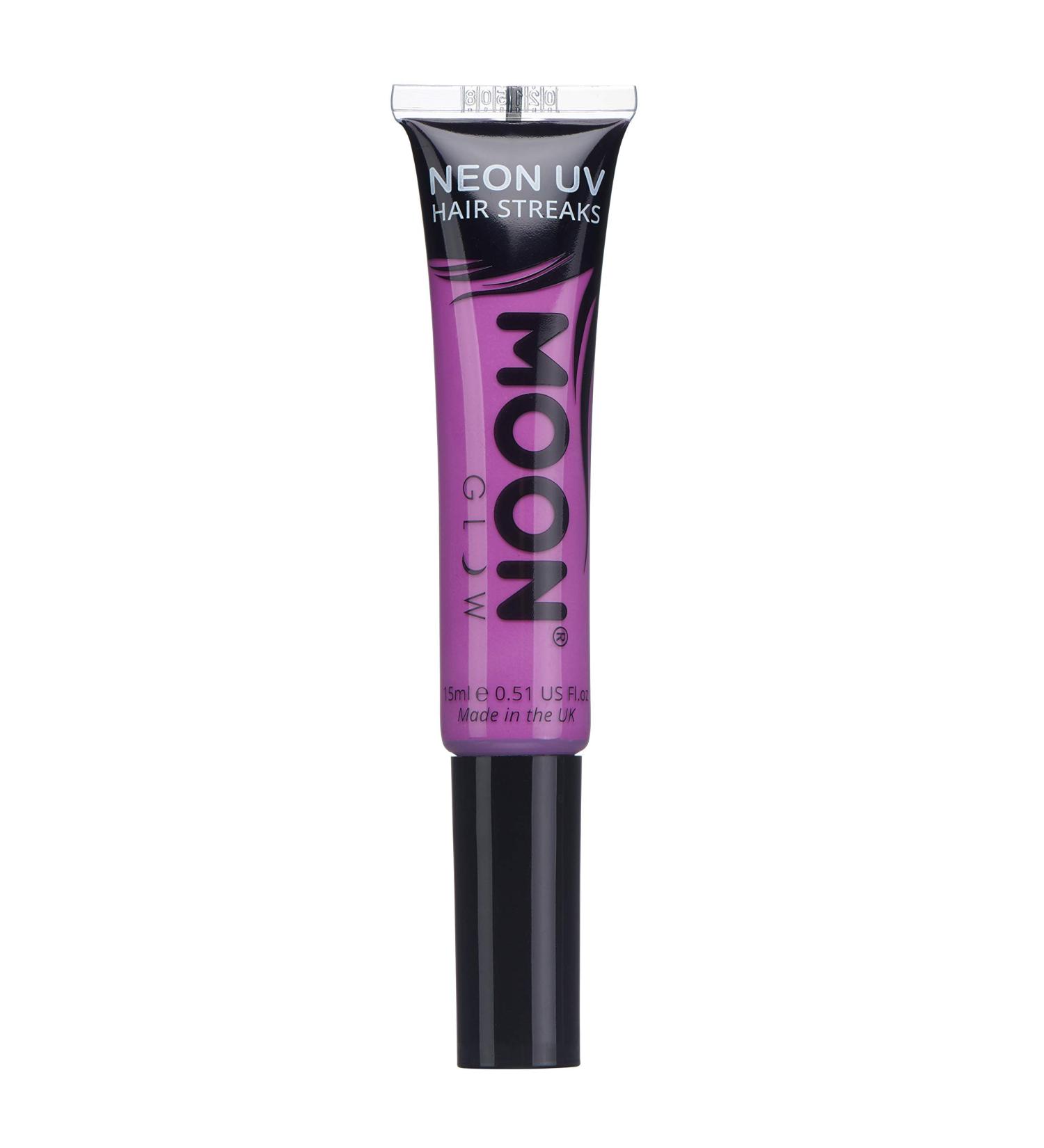 Moon Glow UV Hair Colour Streaks - Purple Hair Mascara | Temporary Wash Out Dye | Neon Glows under UV | Intense Purple - Buy Online on GoSupps.com