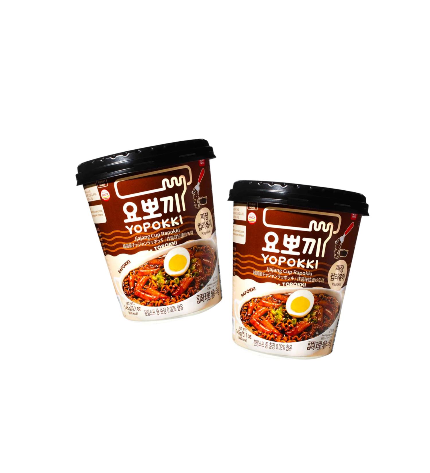 Rapokki Jjajang 2 Pack Rice Cake Ramen Noodles in a Cup - Tteokbokki Korean Rice Cake - Black Soybean - OG ASIA - 2 x 145g - Buy Online on GoSupps.com