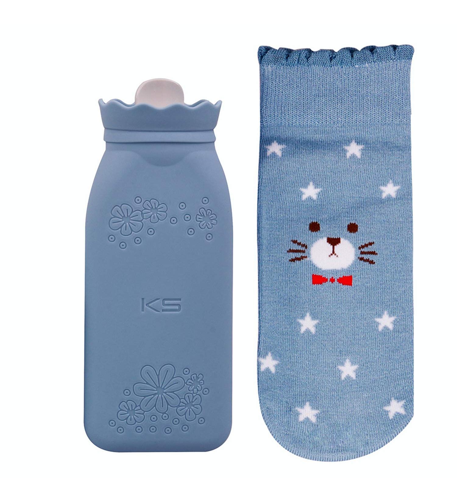 RUKAZA Hot Water Bag Heating Bottle Silicone with Knit Cover - Pain Relief & Hot Compress Therapy (Blue Long) - Buy Online on GoSupps.com