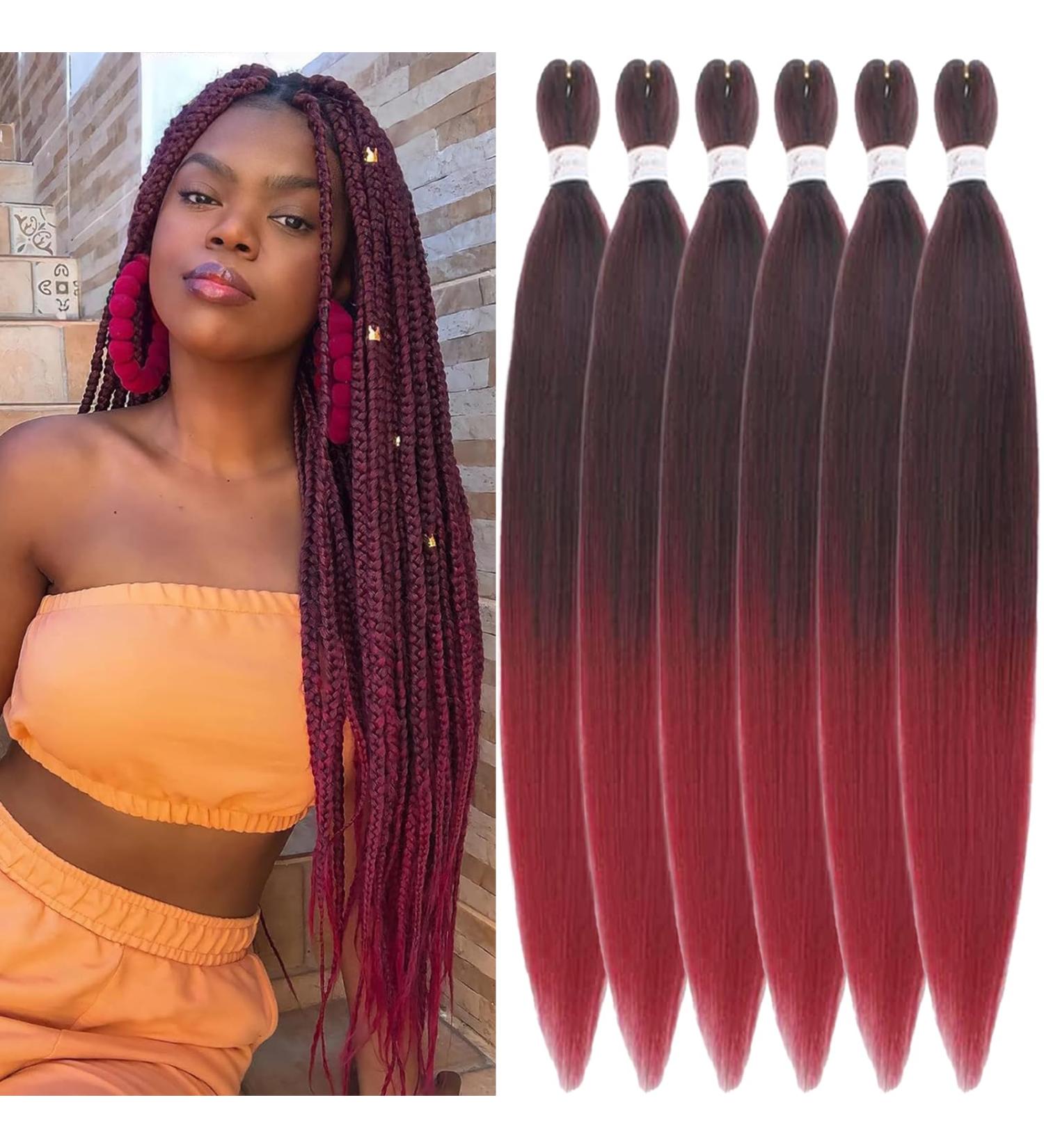 Xusuperb 30 Pre-Stretched Ombre Red Braiding Hair - Knotless Soft Yaki Extensions (6 Pack) - T1B/900 Hair - Buy Online on GoSupps.com