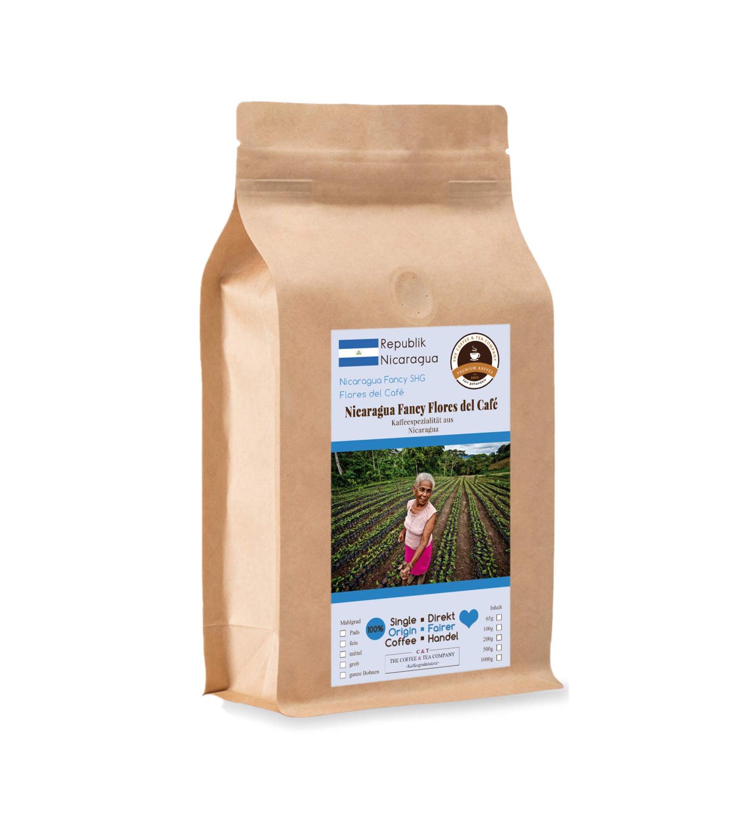 The Coffee and Tea Company Coffee Globetrotter Coffee with a heart Nicaragua Fancy Flores del Caf 500 g whole bean Top coffee from the Womens Fund Project Fair Trade Supports social projects - Buy Online on GoSupps.com
