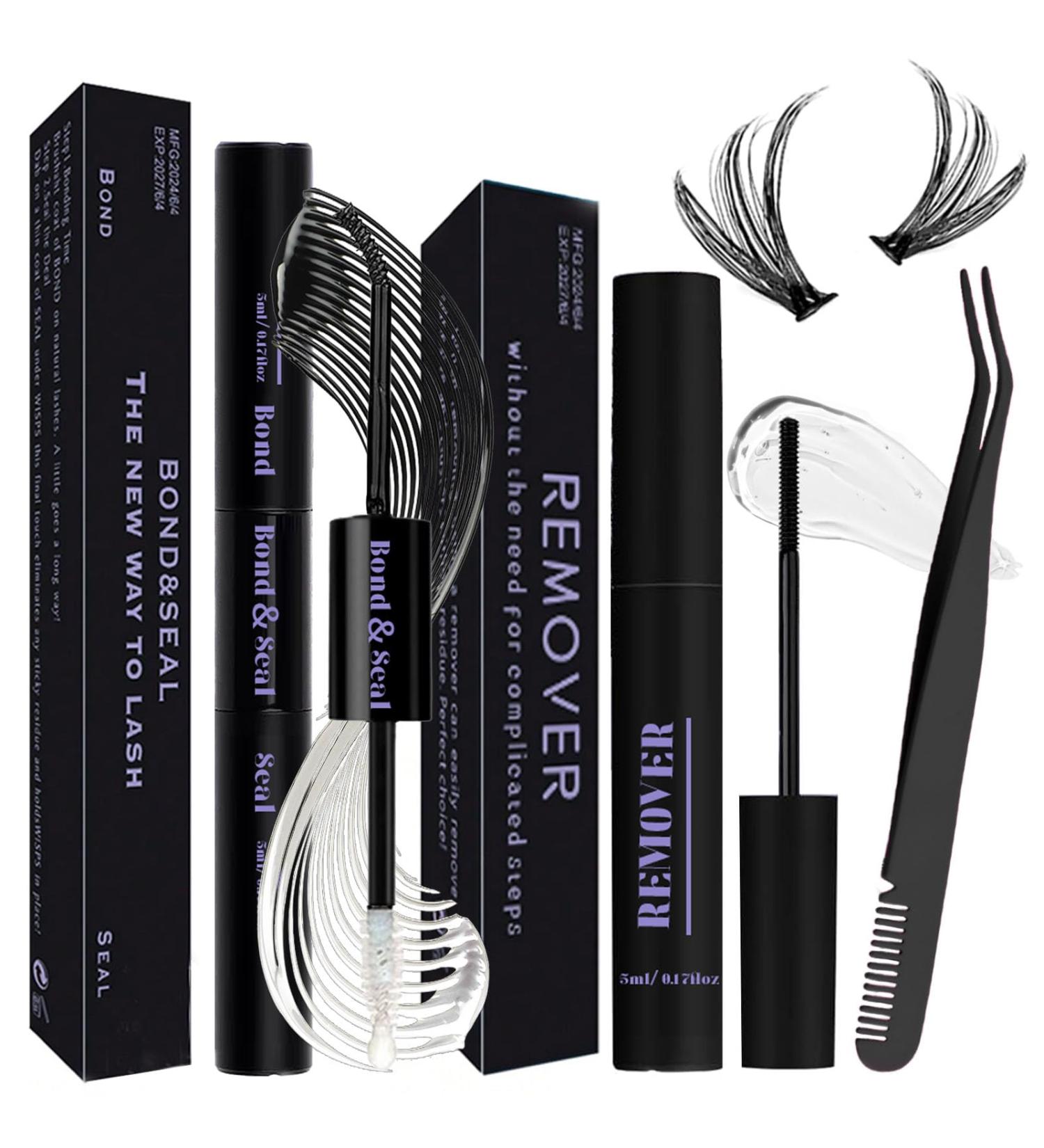Qiveaory Lash Bond and Seal Kit 3Pcs DIY Lash Extension with Waterproof Lashe Cluster Glue 72h Hold and Seal Lash Remover Tweezers for Eyelash Extensions Beginners Self Use at Home - Buy Online on GoSupps.com