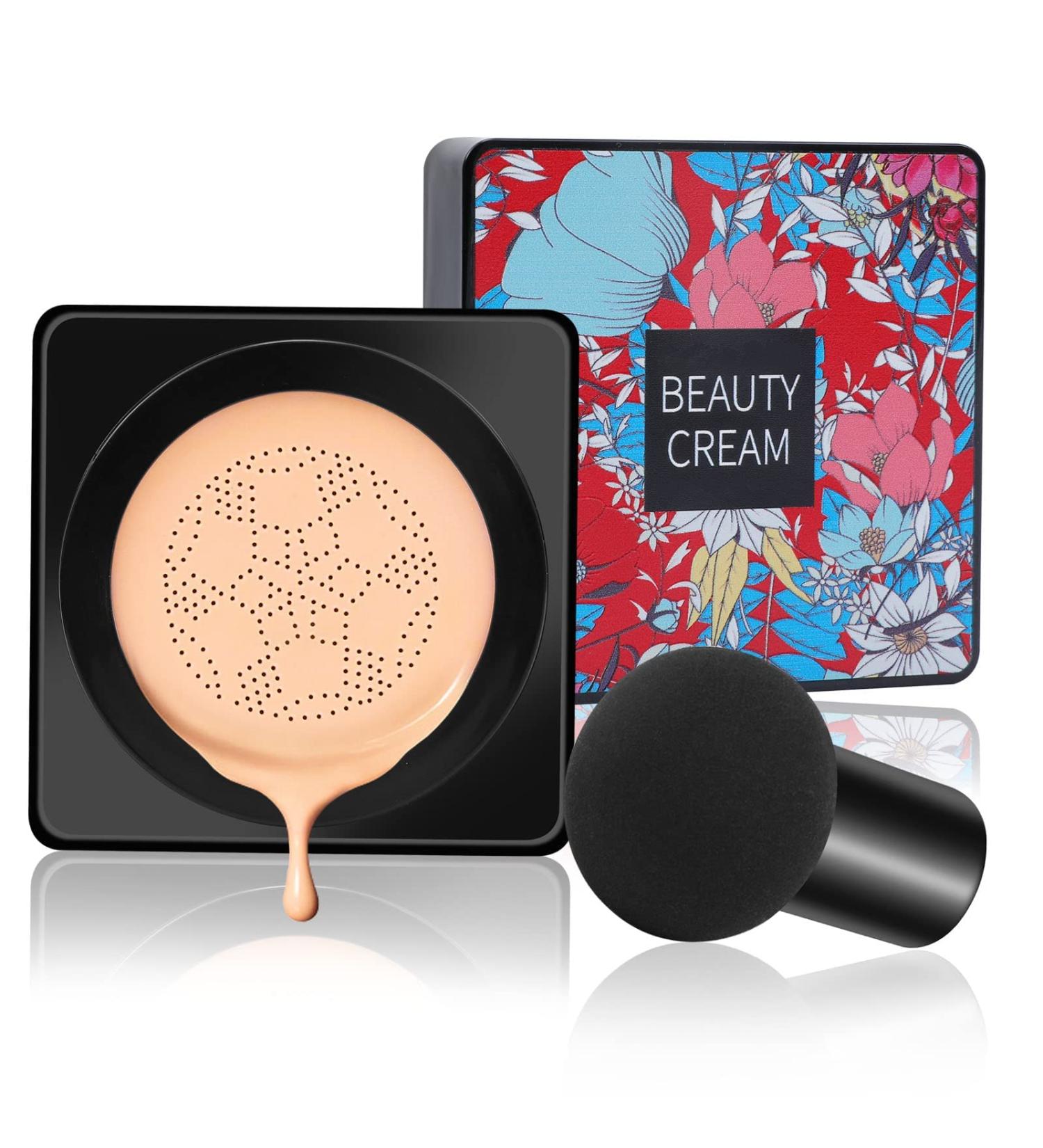 PICKX Mushroom Head Air Cushion BB Cream Concealer Lasting Nude Makeup Moisturizing Brightening Pigment CC Liquid Foundation Even Skin Tone Makeup Base Primer (C-2PC) - Buy Online on GoSupps.com
